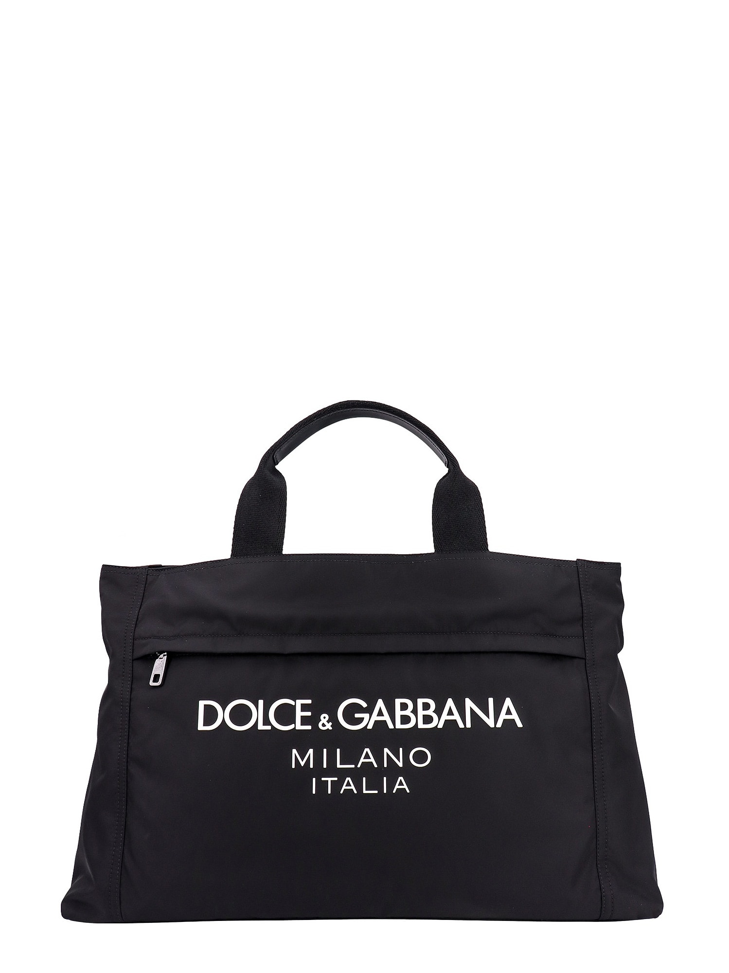 Dolce & Gabbana Small Shopping Bag In Canvas With D&g Milano Logo