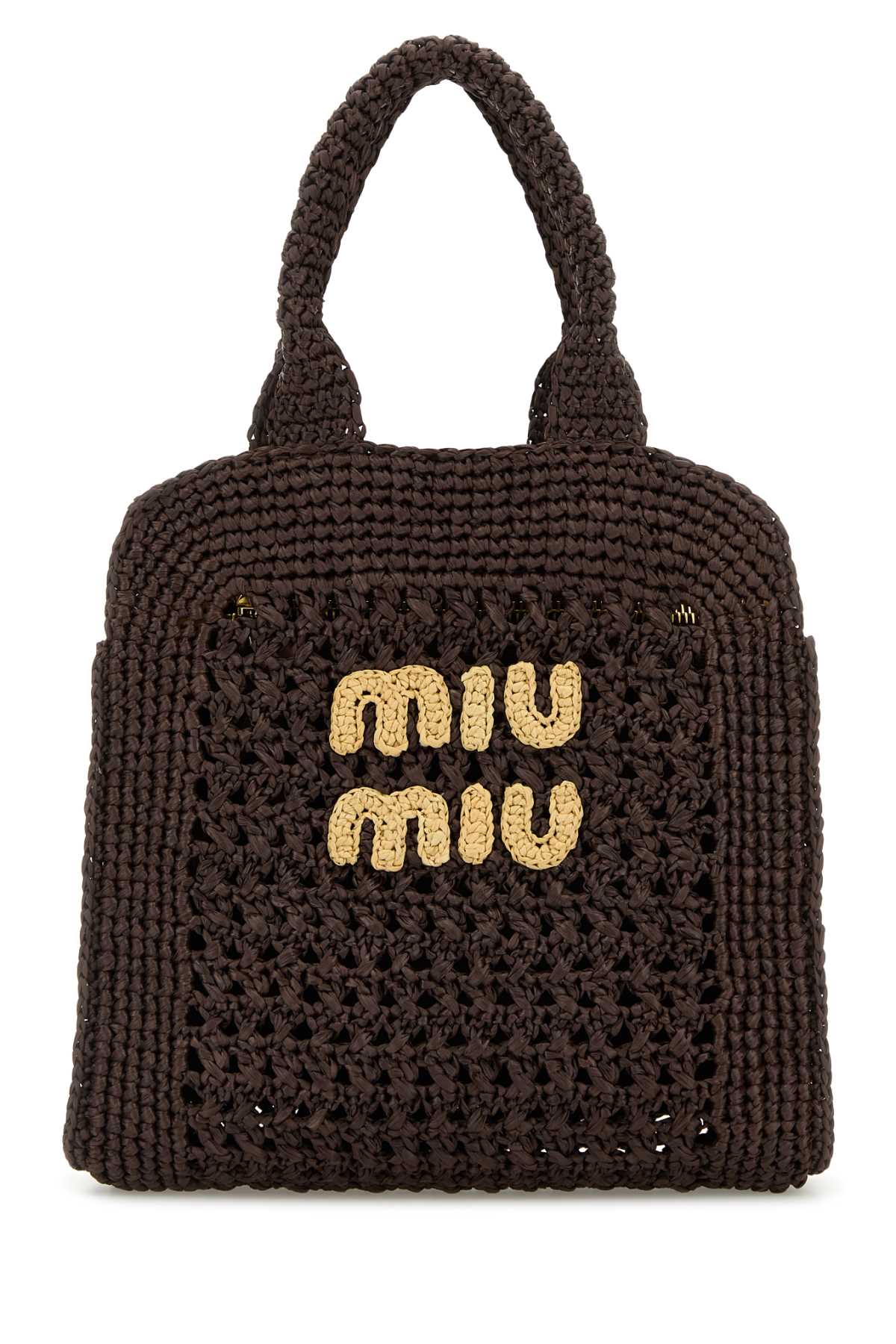 トートバッグ Miu Miu Brown Raffia Shopping Bag Miu Miu Brown Raffia Shopping Bag | italist