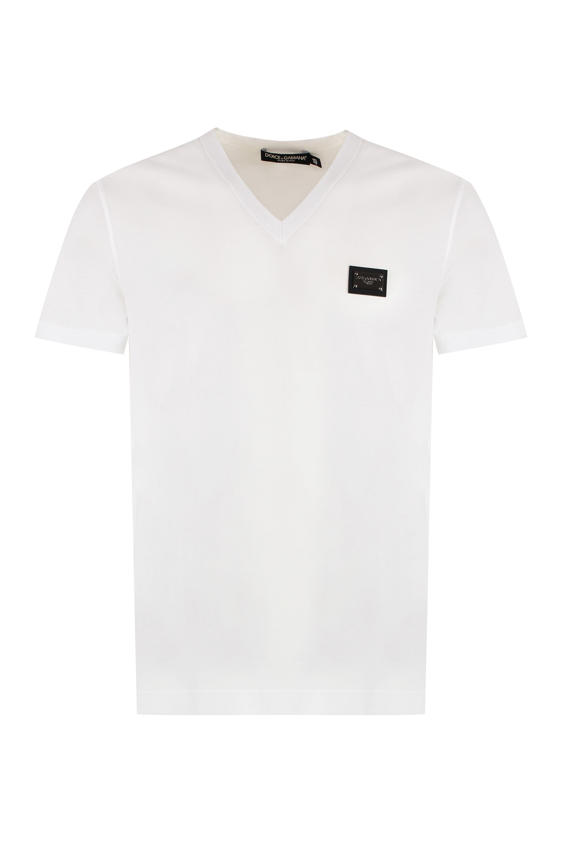 Tシャツ・カットソー Dolce & Gabbana FW24 PATCH PATCH (G5ML0Z FU5EWN0000) Dolce & Gabbana Logo Patch V-neck T-shirt | italist, ALWAYS