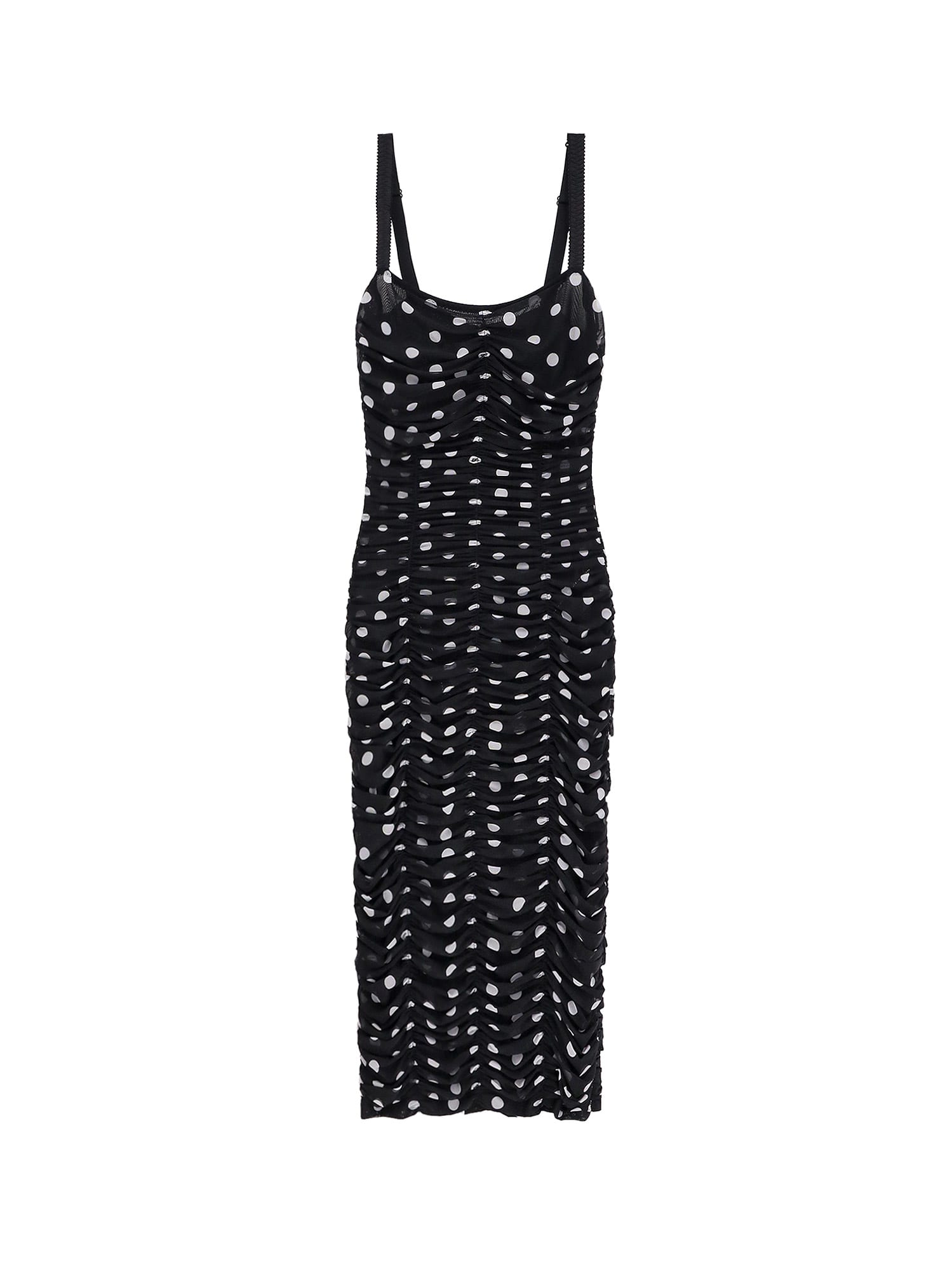 tulle dot print longuette dress