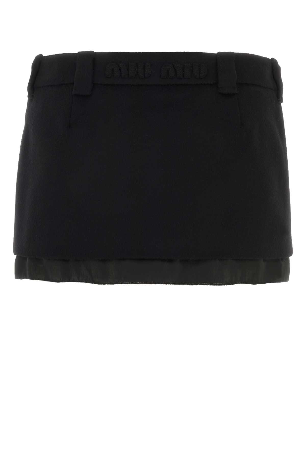 Miu Miu Black Wool Blend Mini Skirt | italist
