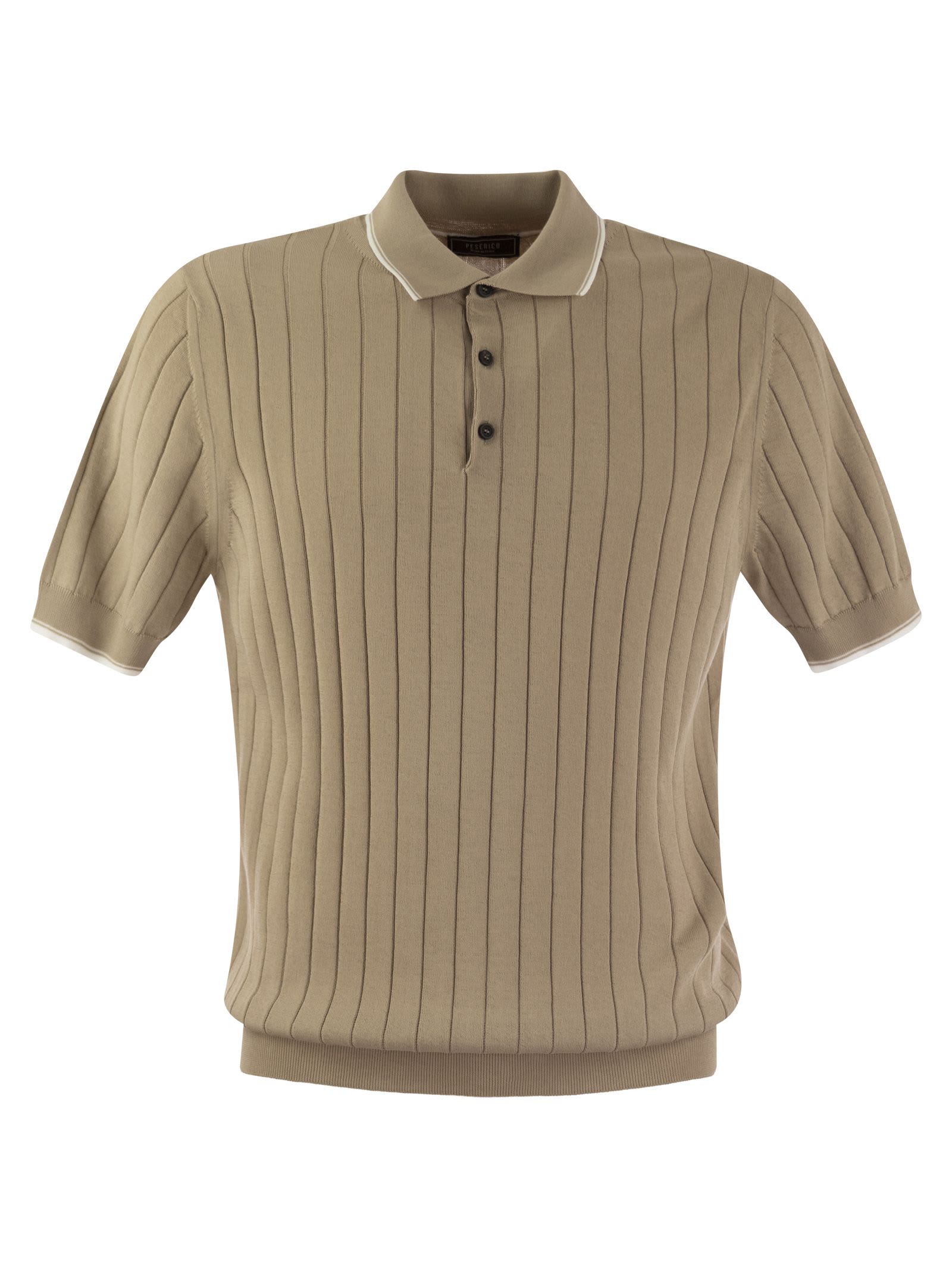 Tシャツ・カットソー PESERICO Polo shirt in pure cotton crepe yarn with flat rib Peserico Polo Shirt In Pure Cotton Crepe Yarn With Flat Rib