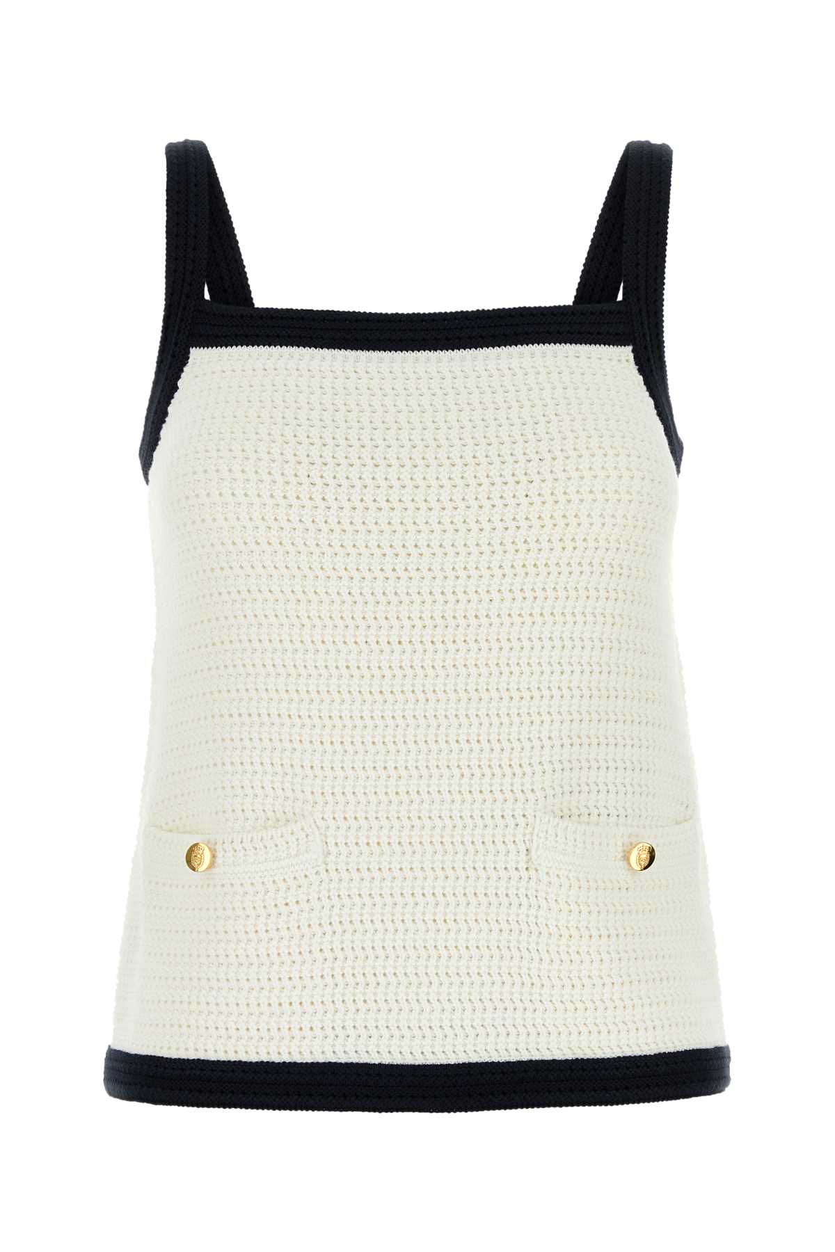 【送料&関税込】Gucci White Stretch Crochet Tank Top Gucci White Stretch Crochet Tank Top | italist