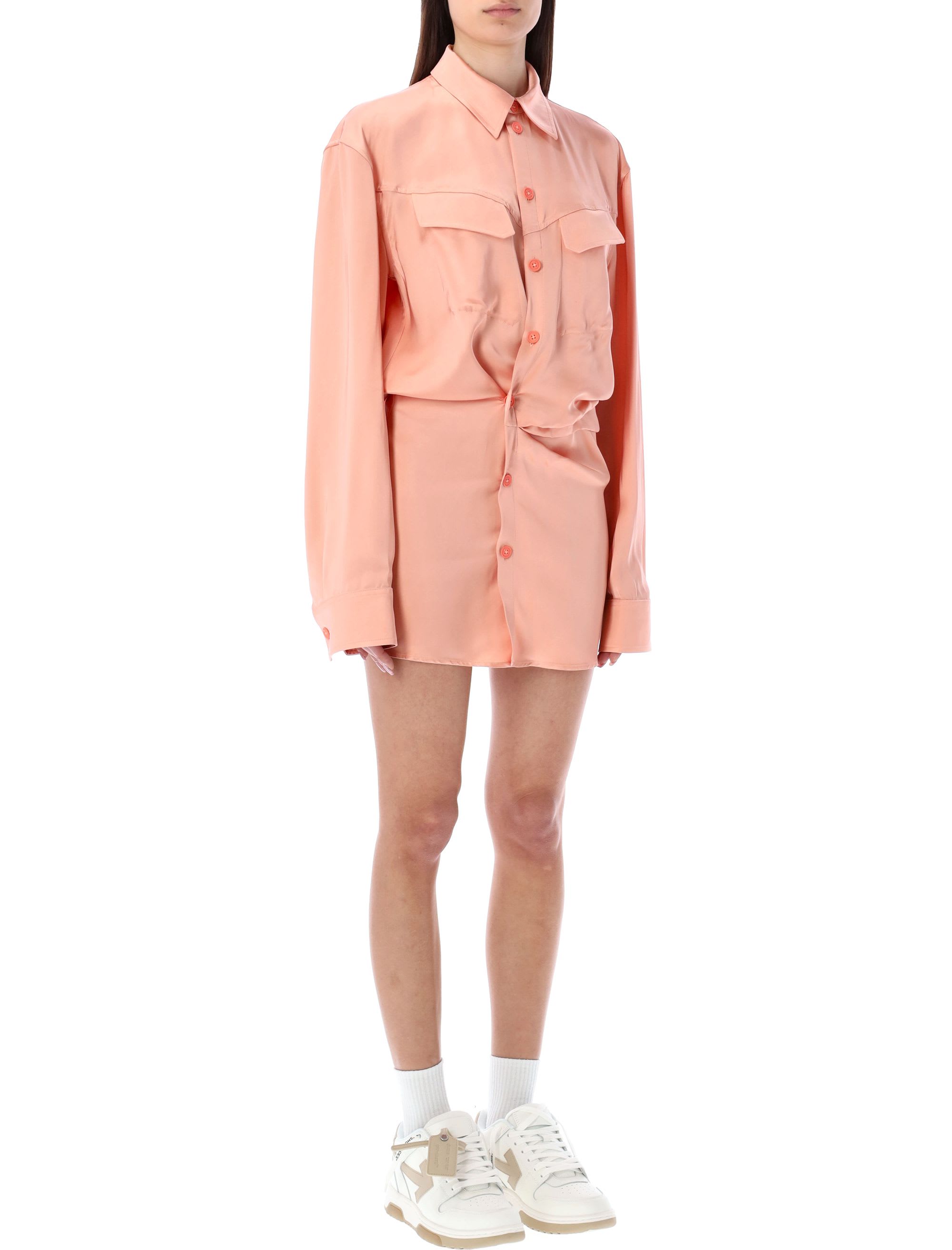 Off-White Toybox Satin Twist Shirt Dress | italist