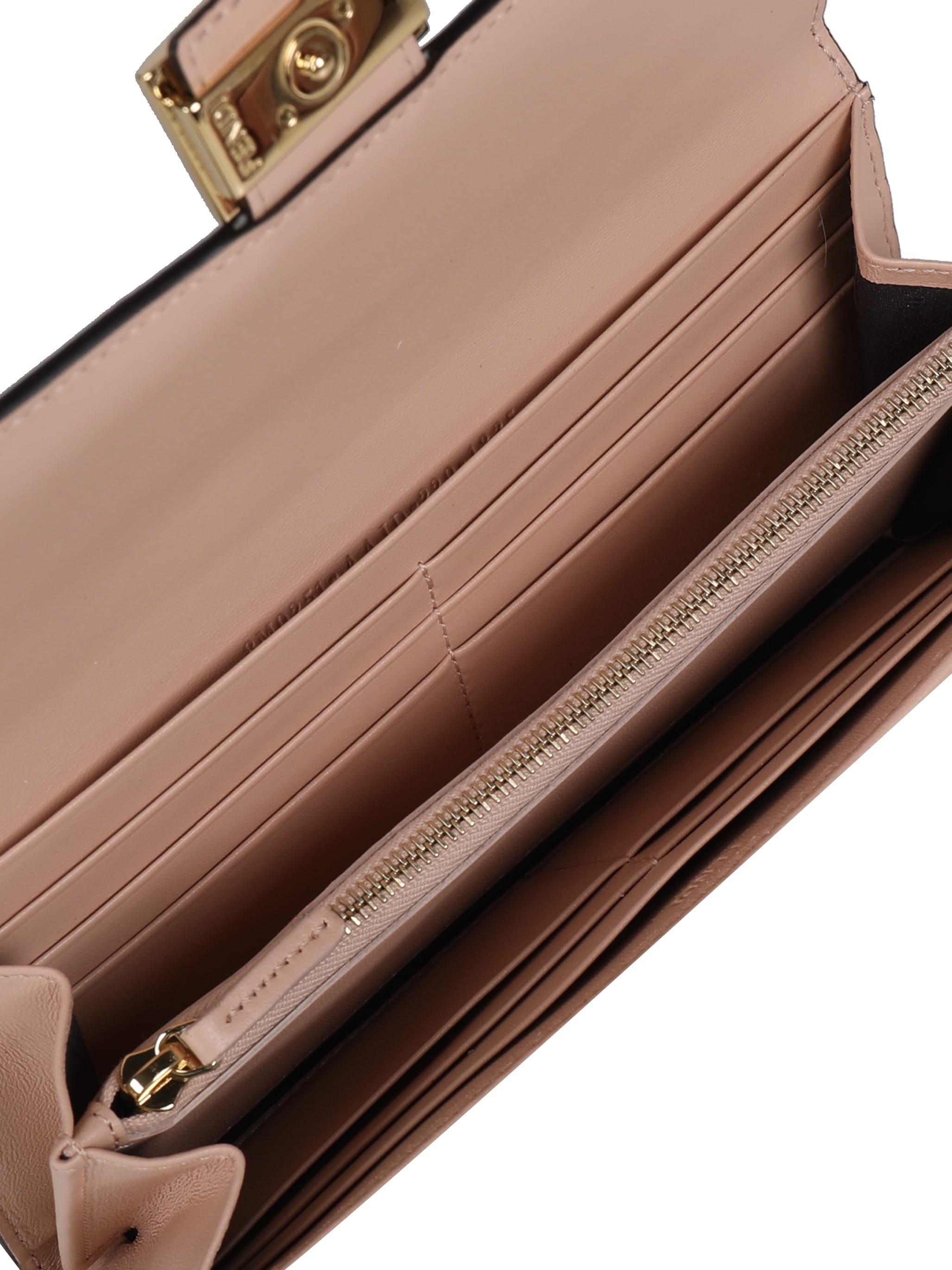 Baguette Continental - Pink FF nappa leather wallet