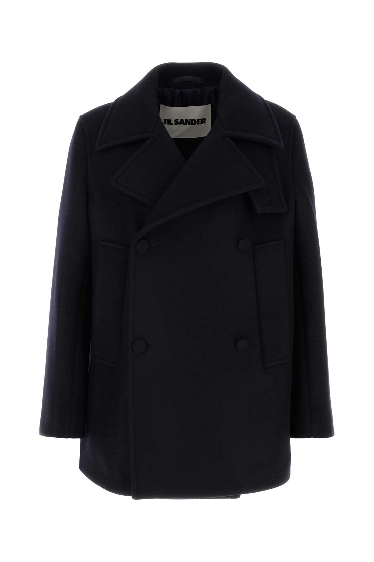 Jil Sander Navy Blue Felt Coat | italist