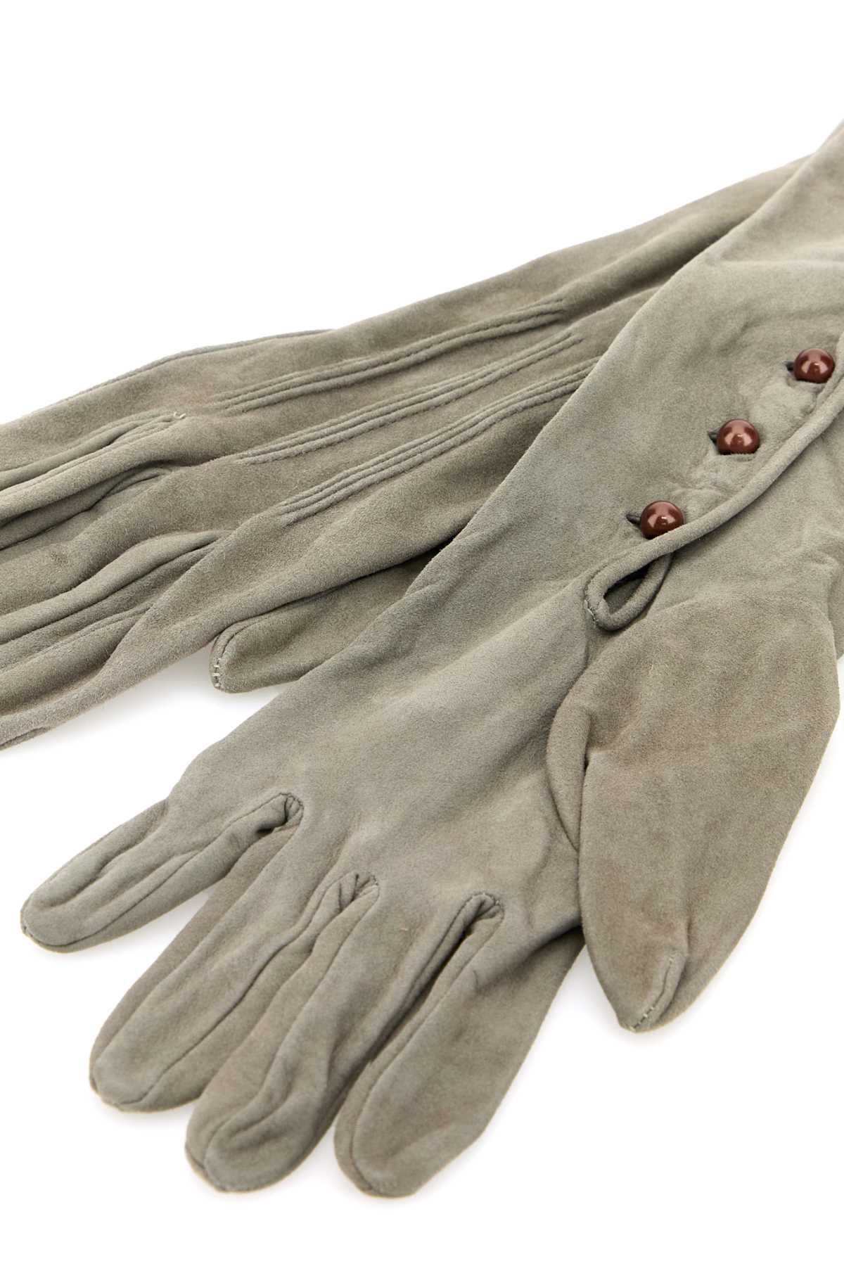 手袋 PRADA FW25 Ligh grey suede long gloves (1GG21015B9 F0424) Prada Grey Suede Long Glove for Women FW25 – LOZURI®