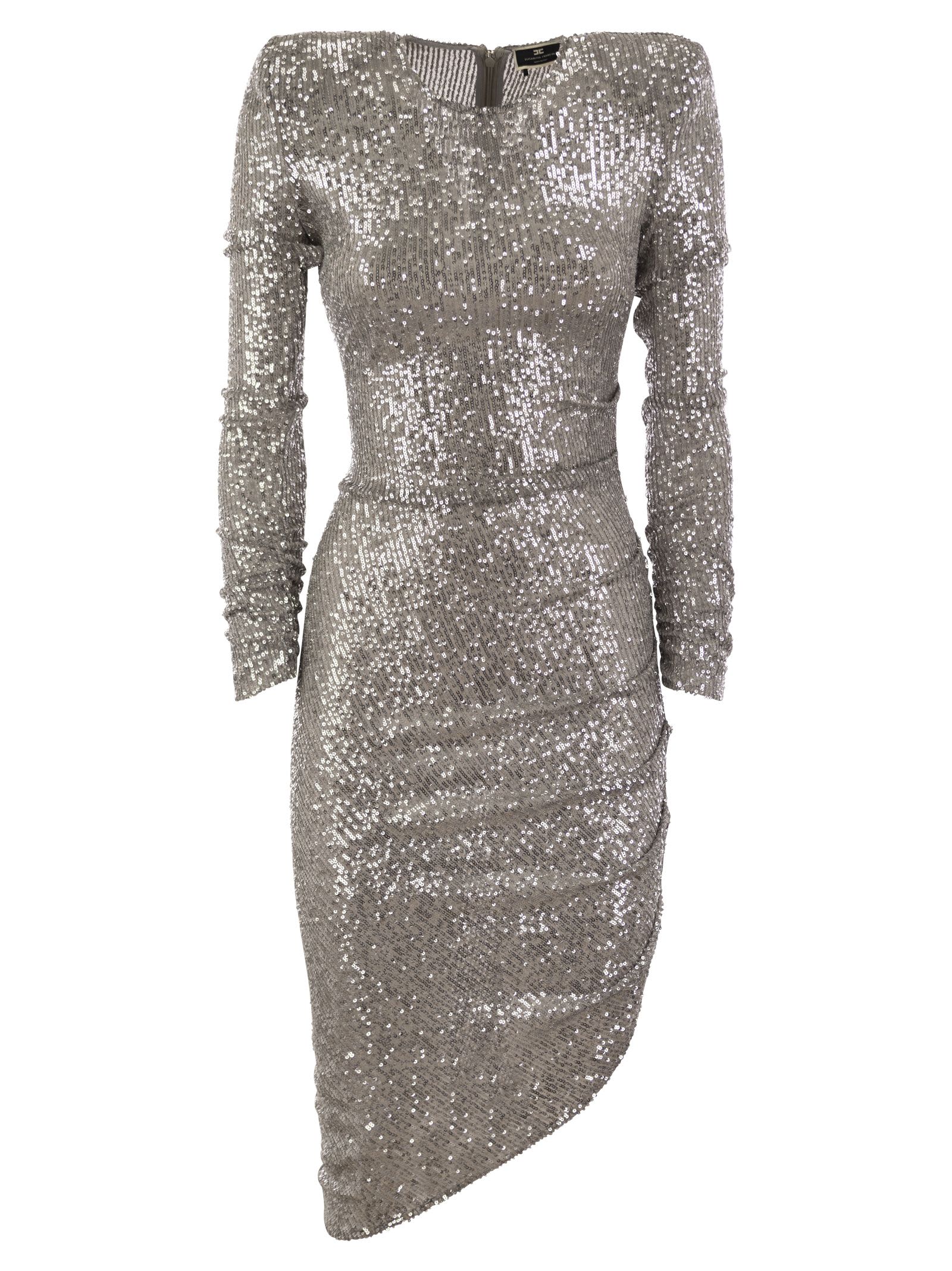 sequin minidress with asymmetric skirt