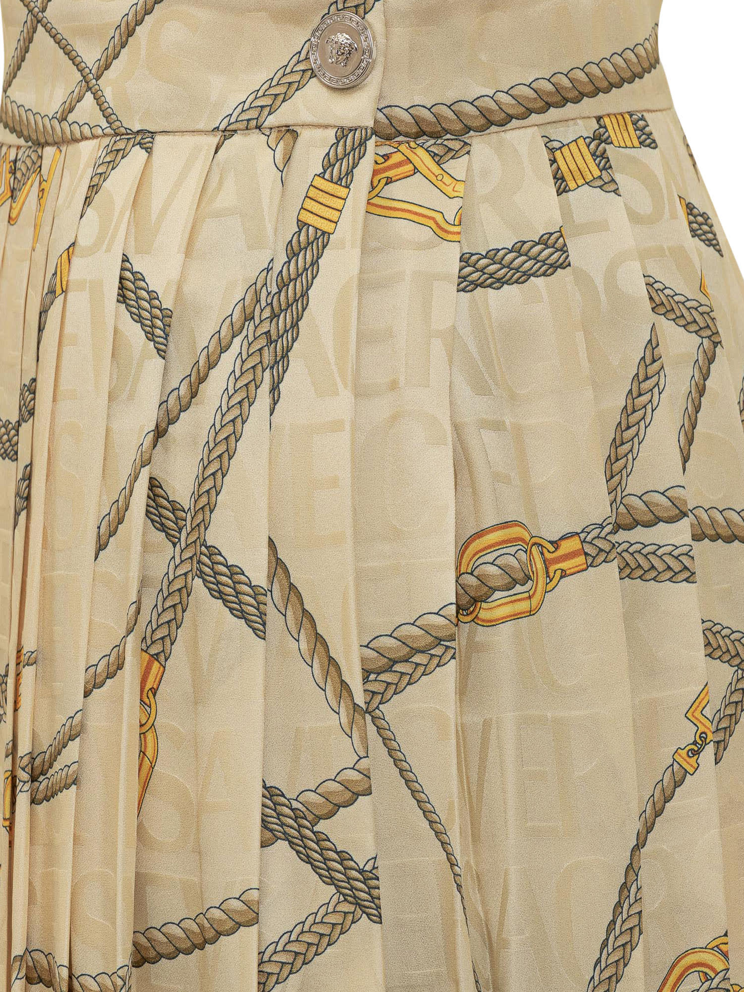 【送料&関税込】Versace Pale Yellow Pleated Mini Skirt With Versace Pale Yellow Pleated Mini Skirt With All-over Logo