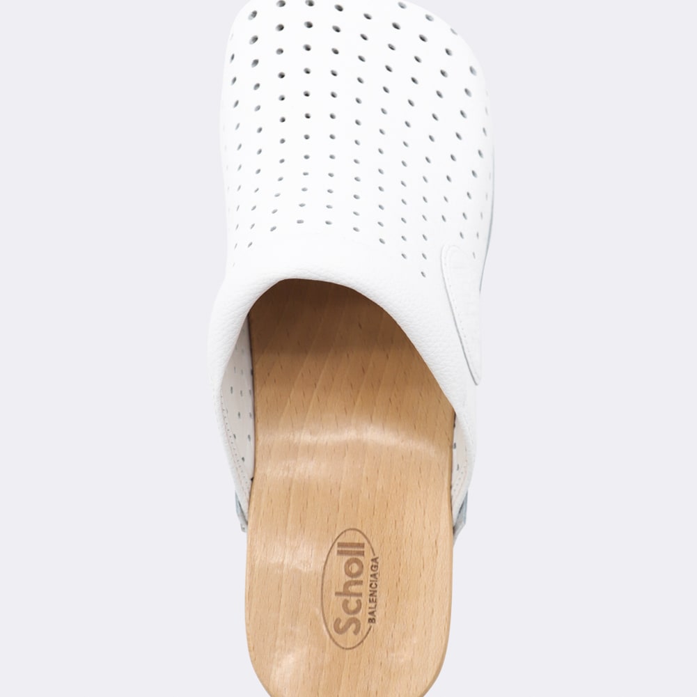 ★関税込み★ BALENCIAGA WHITE LEATHER SCHOLL SANDALS Balenciaga White Leather Scholl Sandals | italist