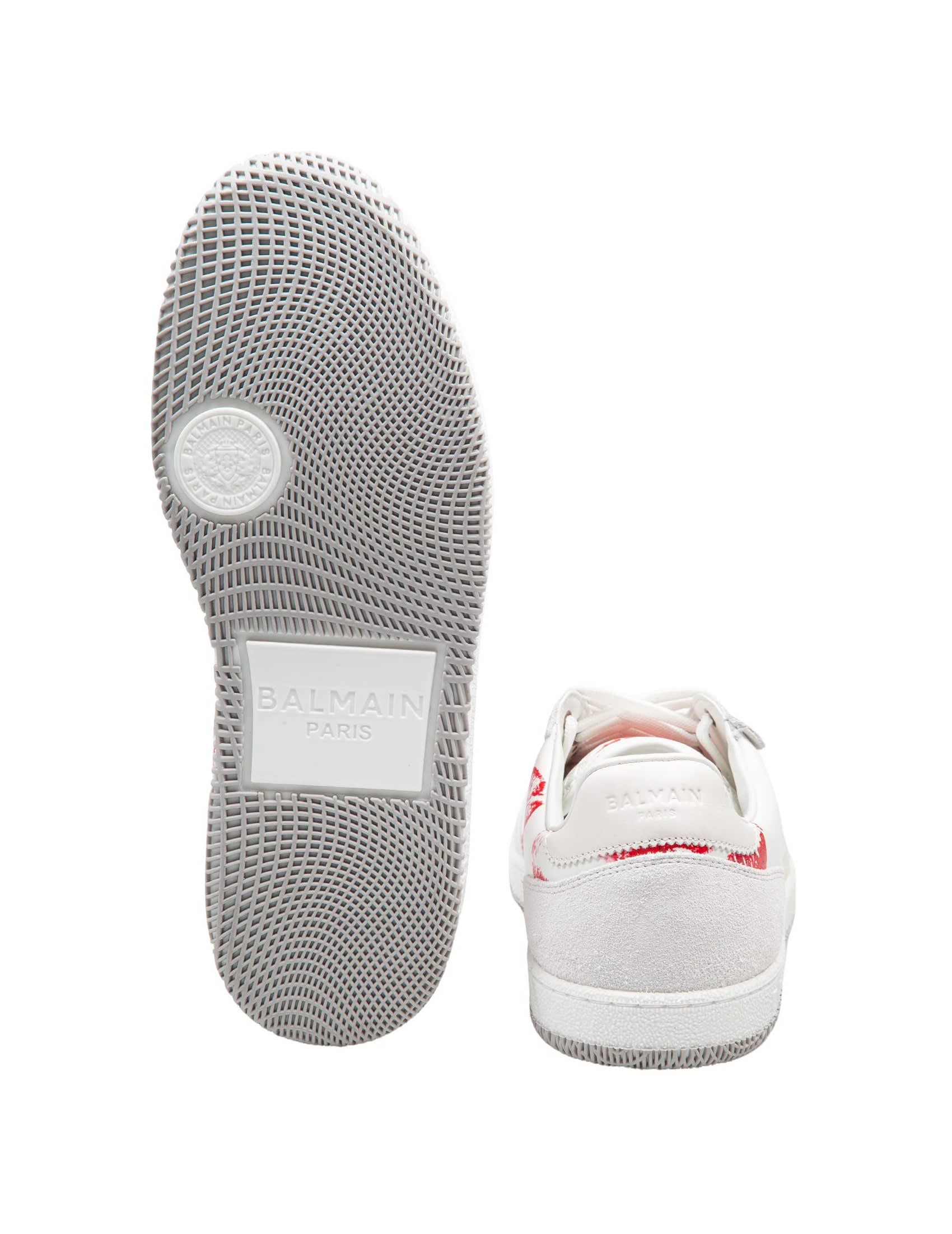 スニーカー Balmain Swan Sneakers - Balmain - Leather - White/Red Balmain Swan Sneakers - Balmain - Leather - White/Red