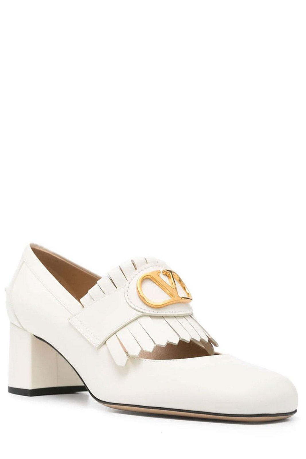 VALENTINO＞＞VLogo Signatureフリンジレザーローファーパンプス Valentino Garavani Vlogo Signature Fringe Detailed Pumps