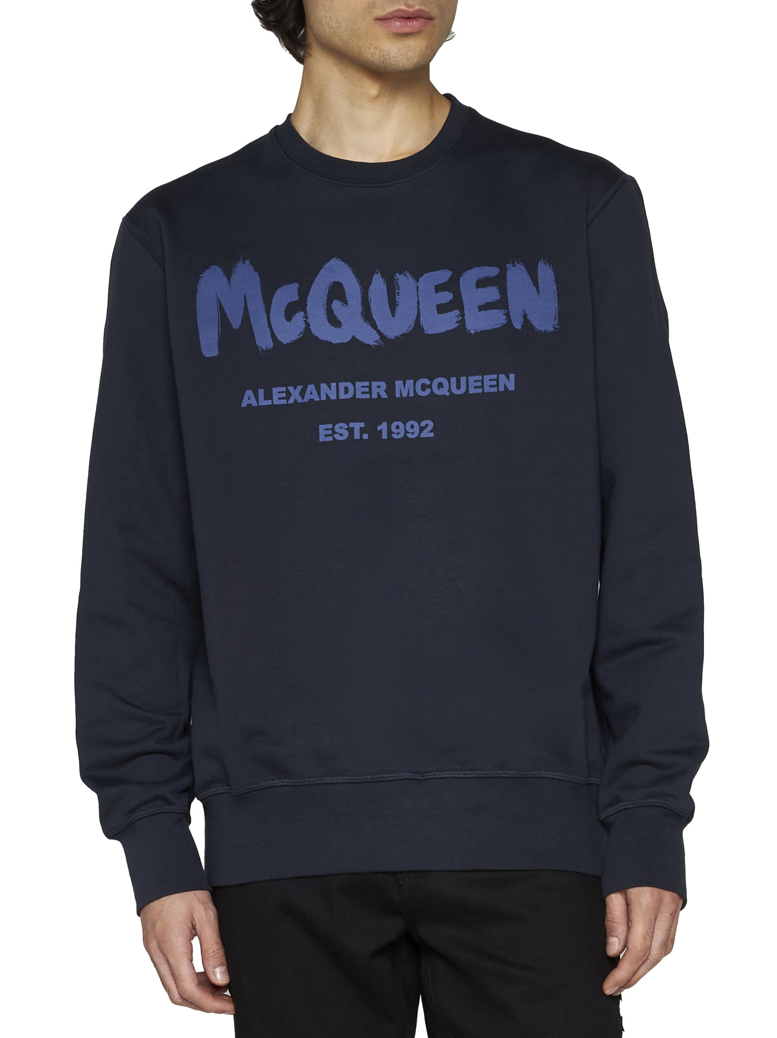 スウェット・トレーナー ALEXANDER MCQUEEN COTTON SWEATSHIRT WITH LOGO Alexander McQueen logo-print Cotton Sweatshirt | Black