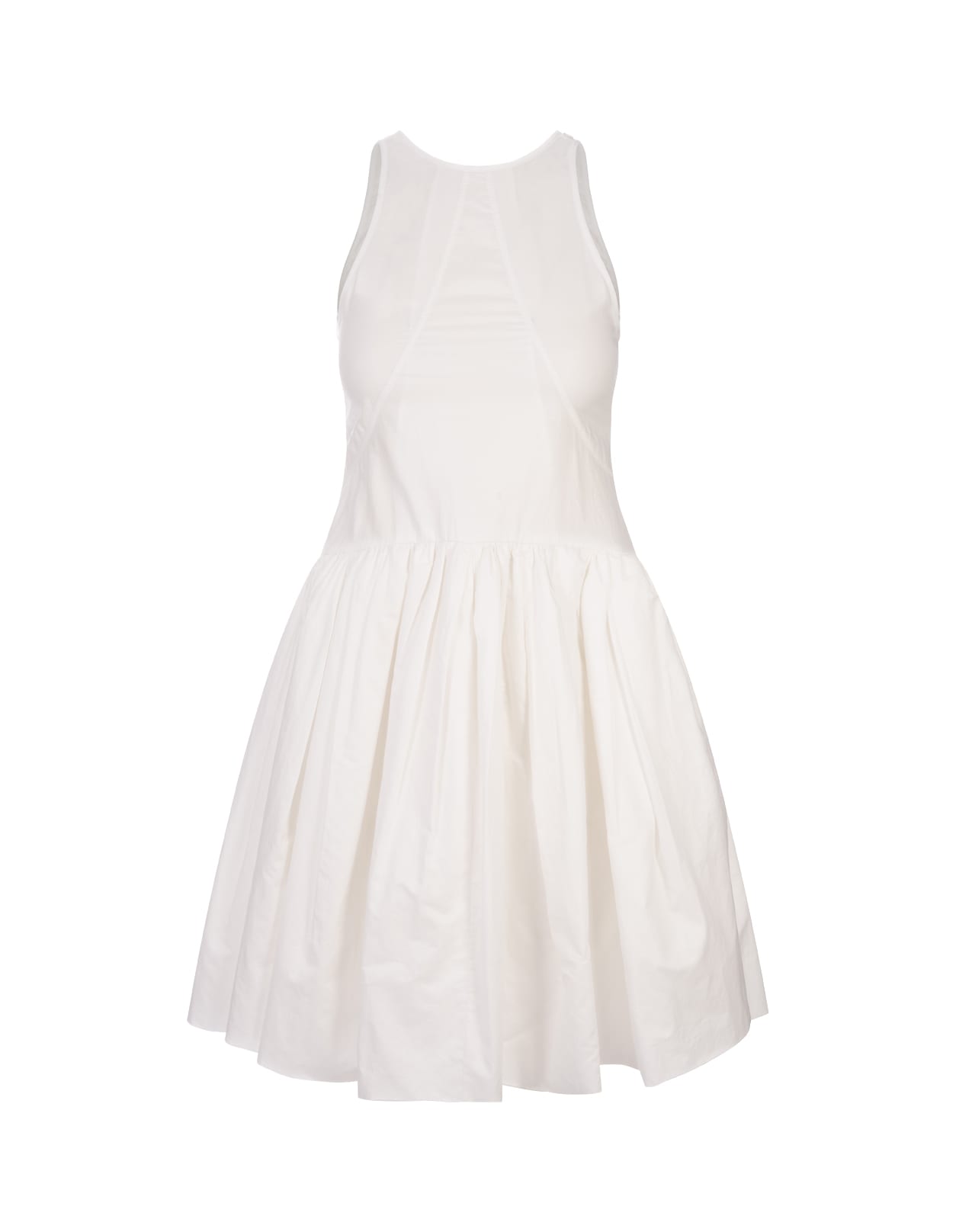 white mini sleeveless dress