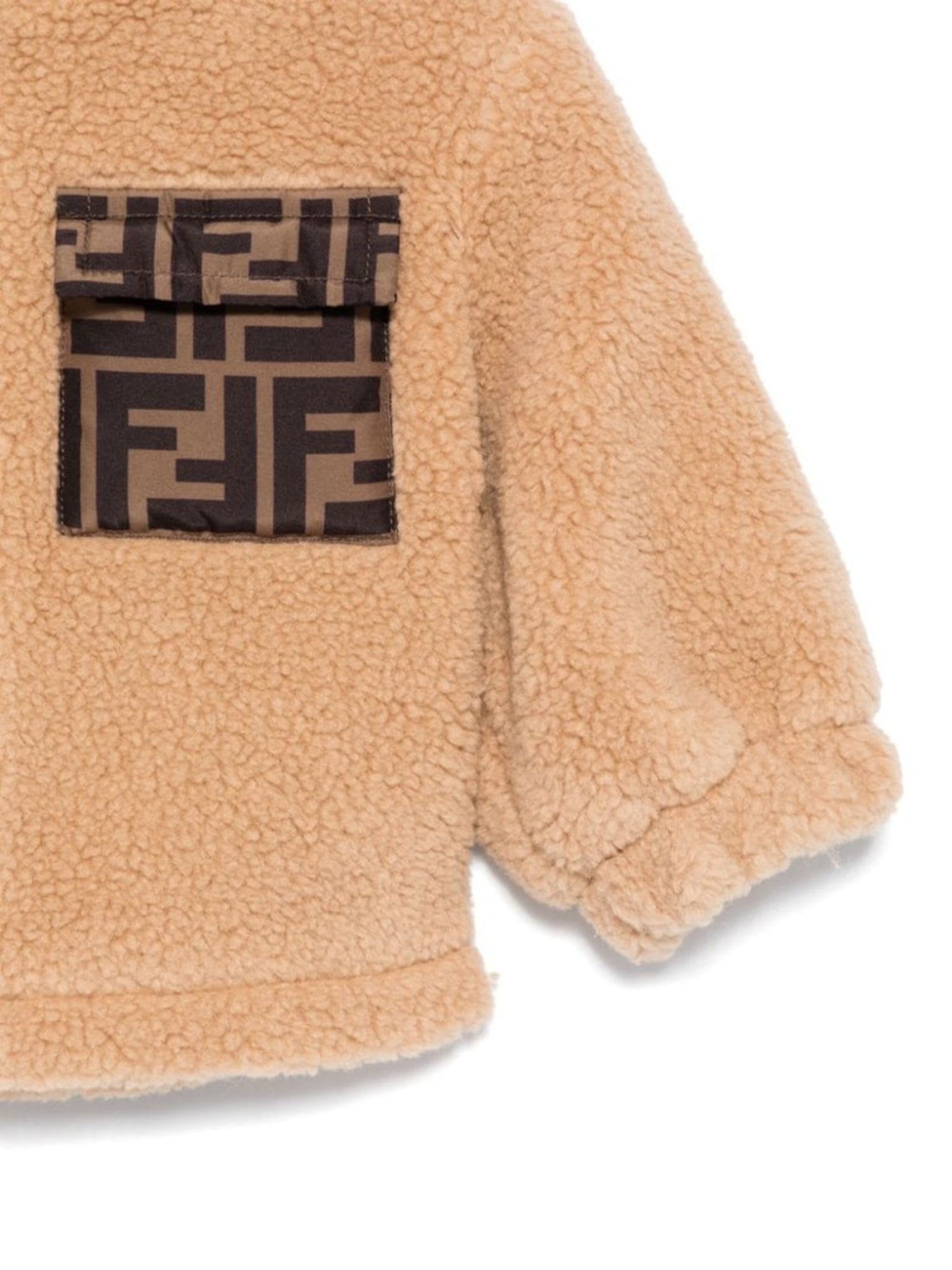 キッズアウター FENDI FW24 GIACCA ORSETTO (JUA225ARSK F1P2P) Fendi Kids Jackets Beige | italist