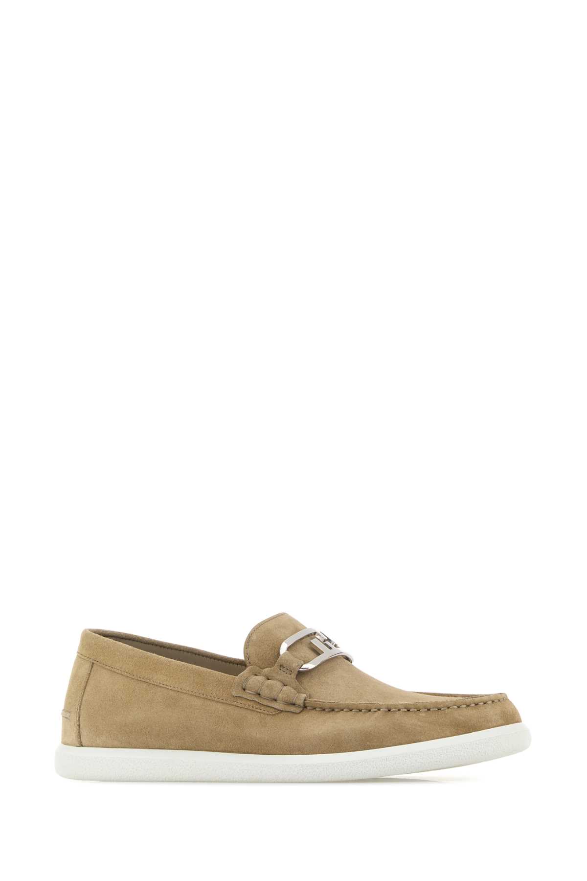 Fendi Cappuccino Suede O Lock Light Loafers | italist