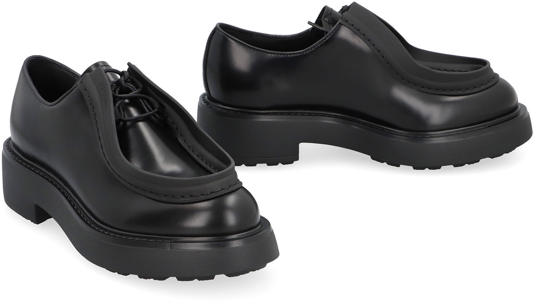 Prada Leather Lace-up Shoes | italist Prada Leather Lace-up Shoes | italist