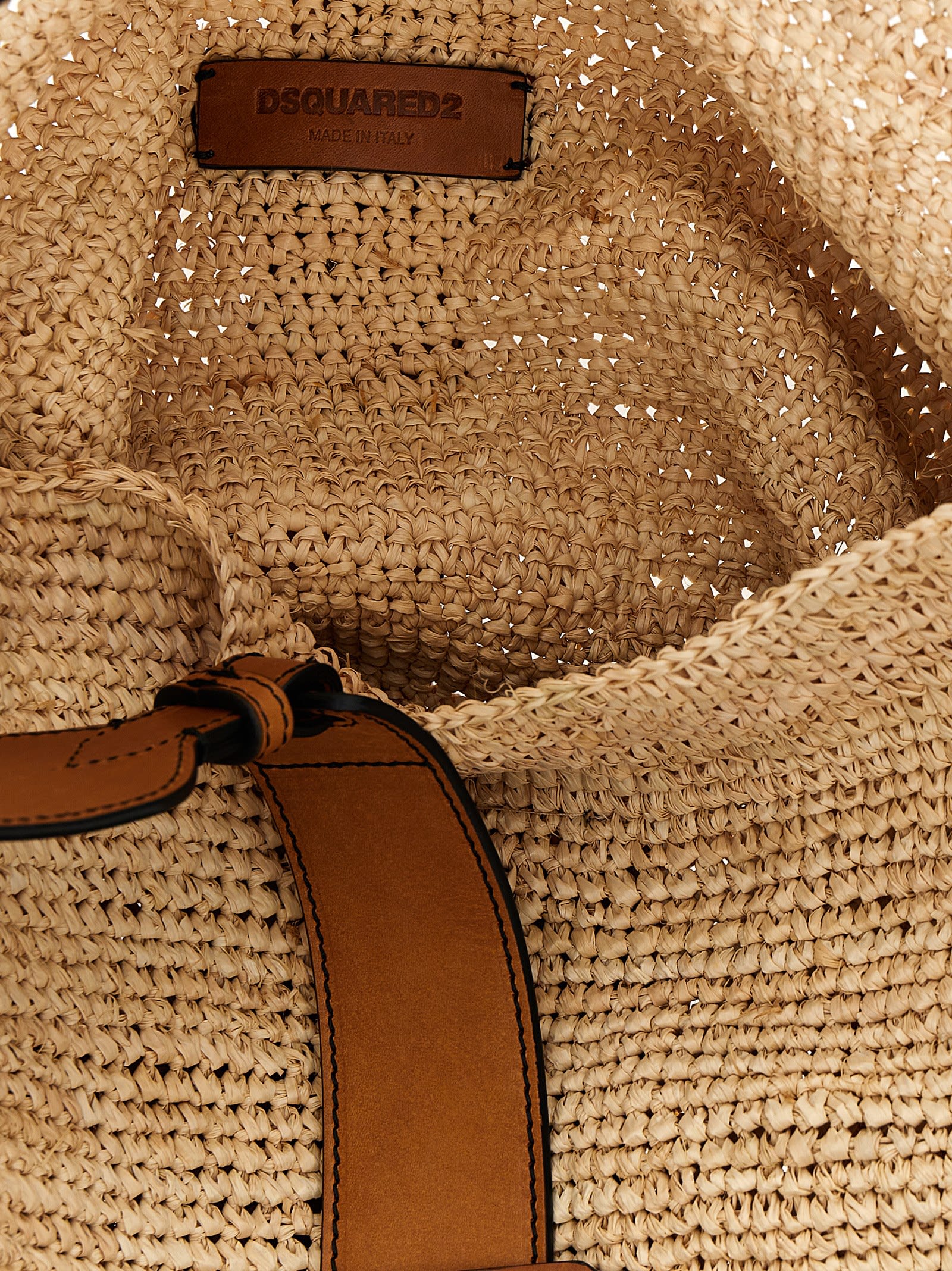 Dsquared2 Woven Raffia Shoulder Bag