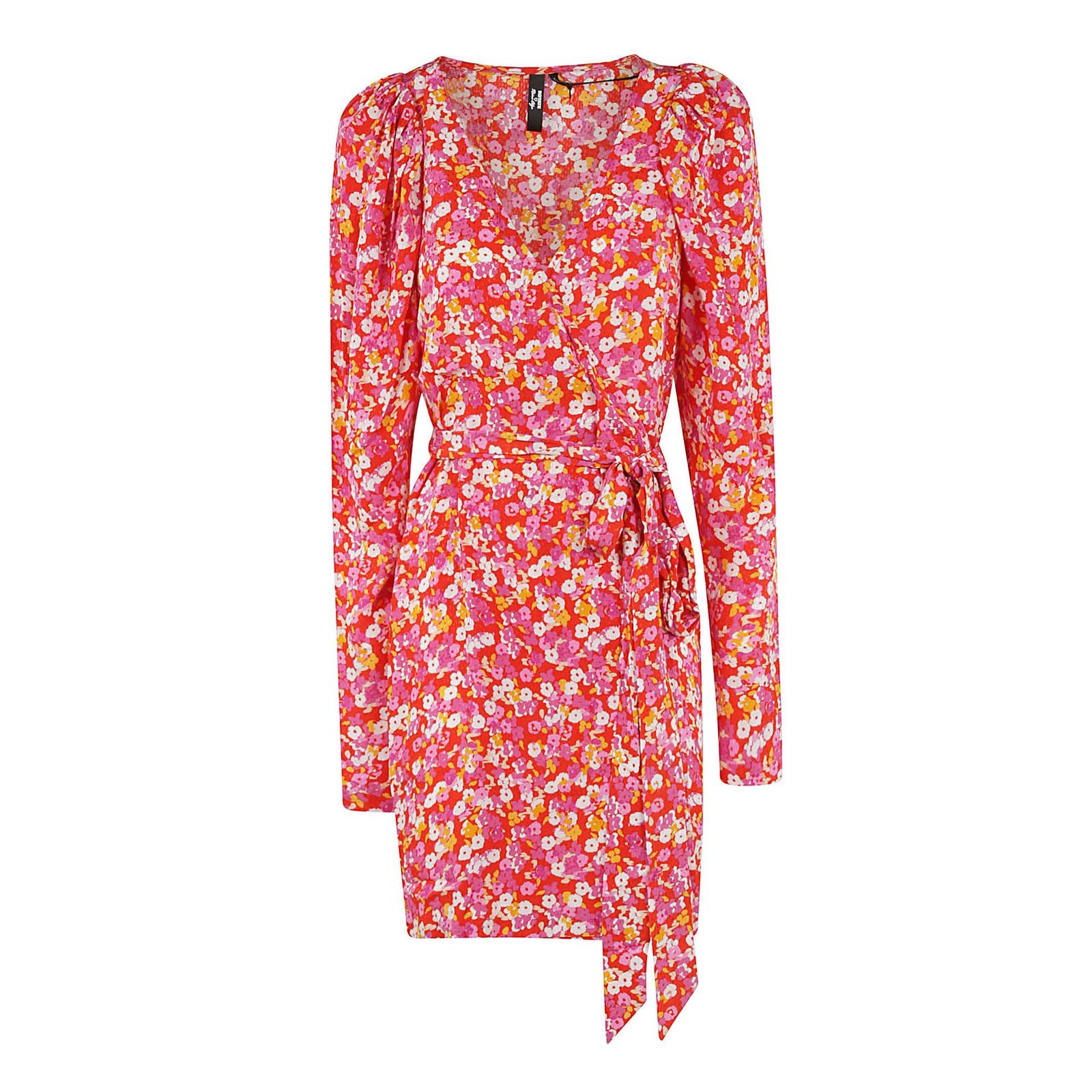jacquard flower printed mini wrap dress