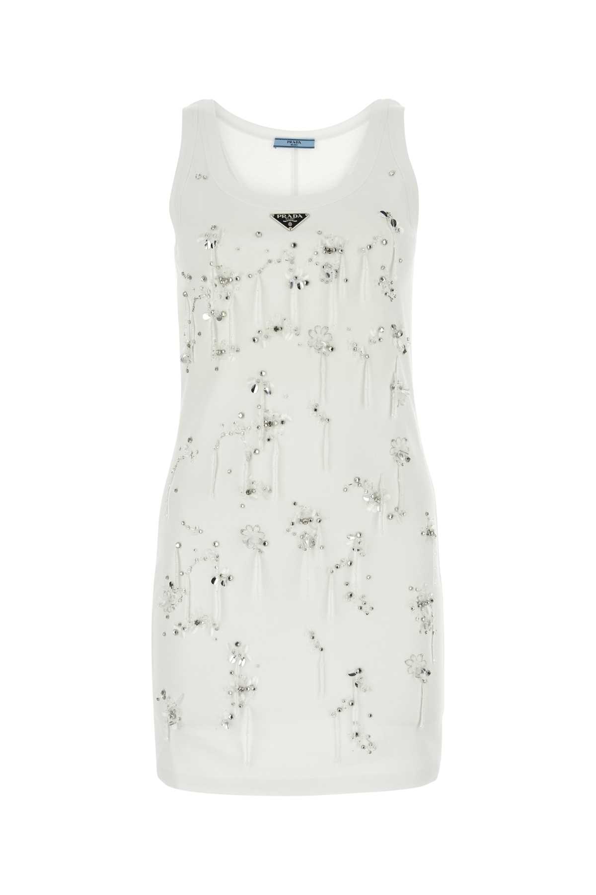 ワンピース PRADA SS25 White cotton mini dress (33582RSOOO13X6 F0009) Prada White Cotton Mini Dress | italist