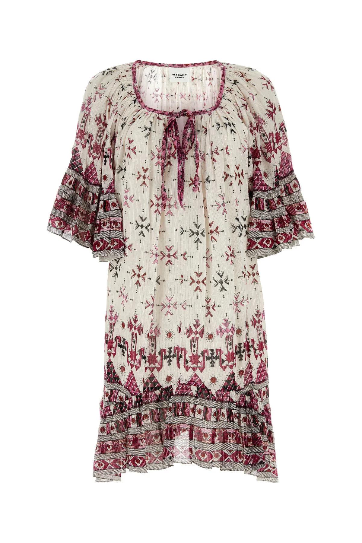 embroidered cotton loane mini dress