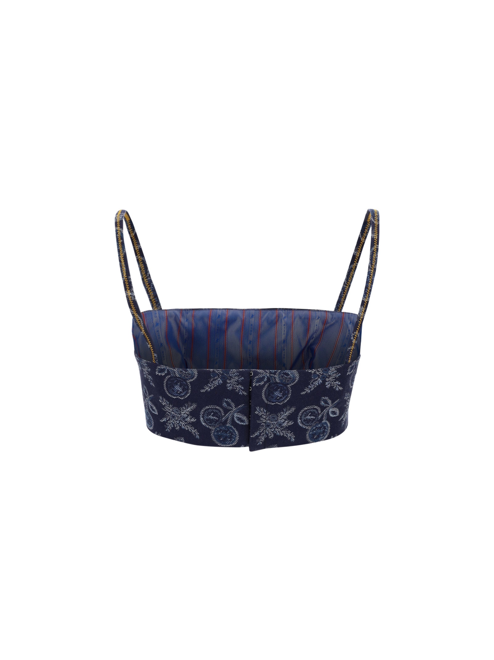 BLUE ETRO JACQUARD DENIM BRALETTE TOP (126051617)