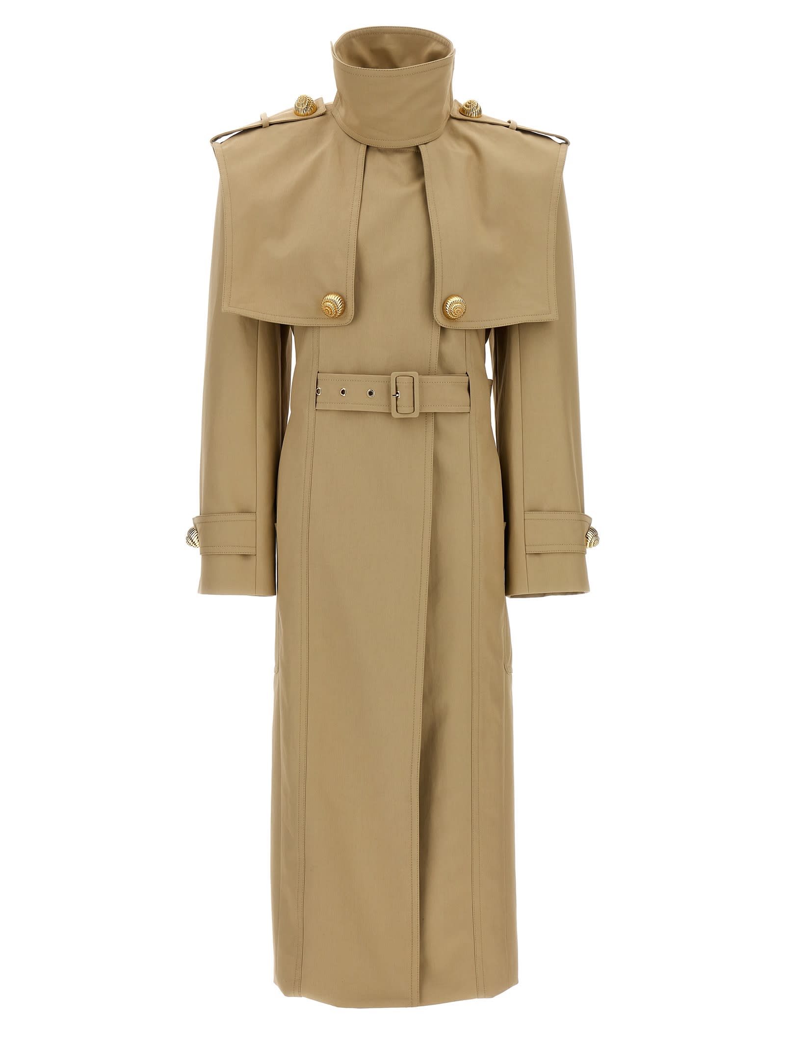 コート BALMAIN 'Chiocciola' button trench coat Beige Balmain 'chiocciola' Button Trench Coat | italist