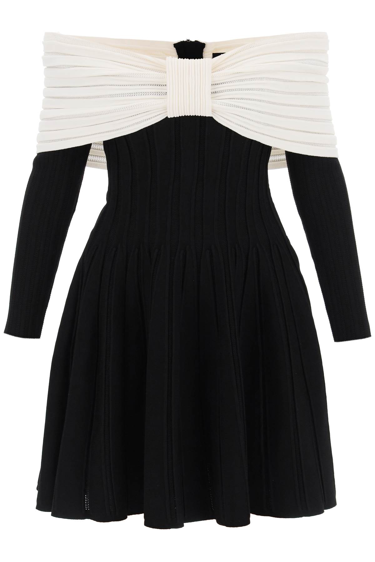 knitted off-the-shoulder skater dress