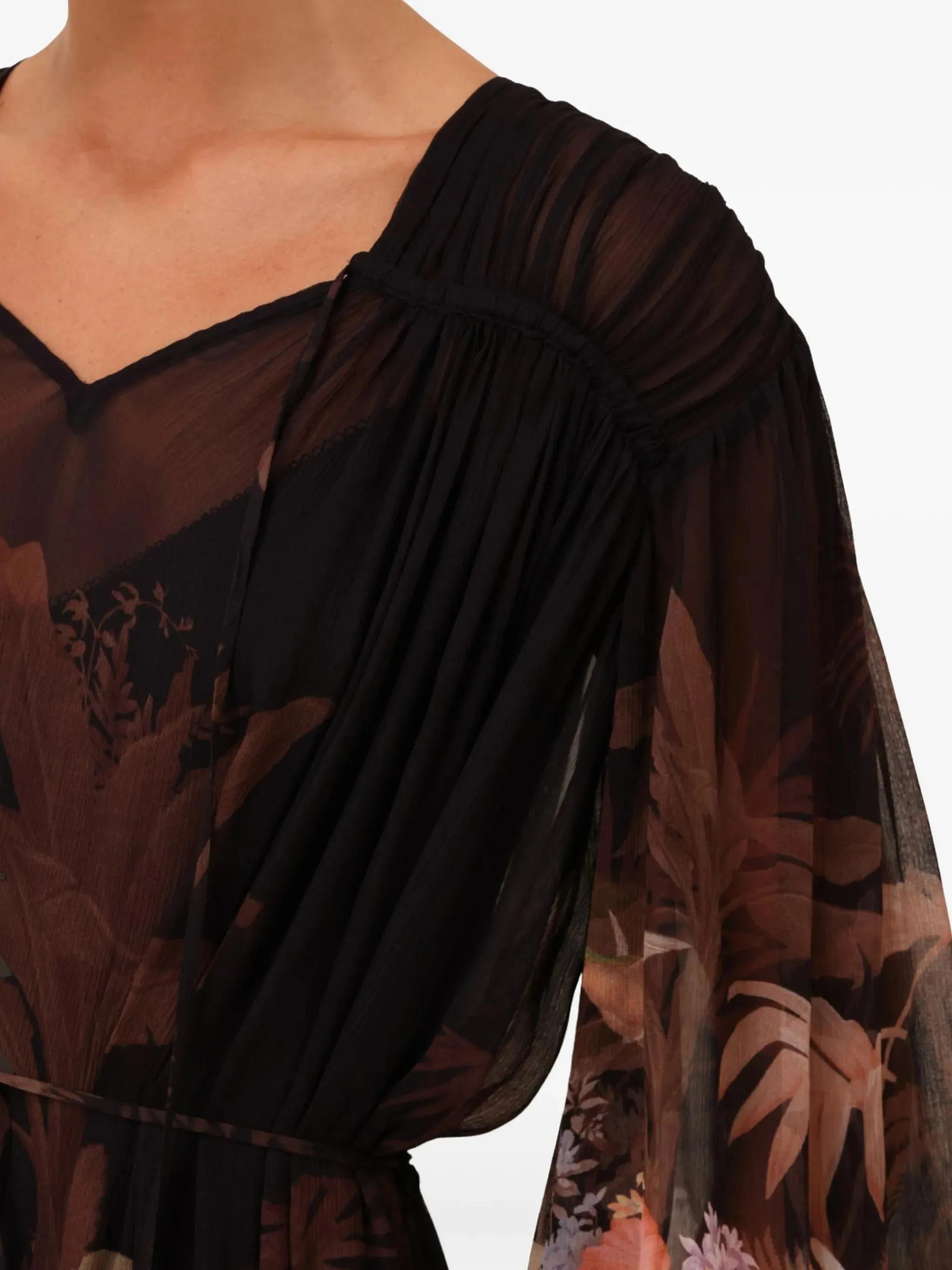 ワンピース Zimmermann SS25 Dresses (2416DR251 BLKCRMDT) Crush Ruffle Halter Maxi Dress Black/Cream Dot Online