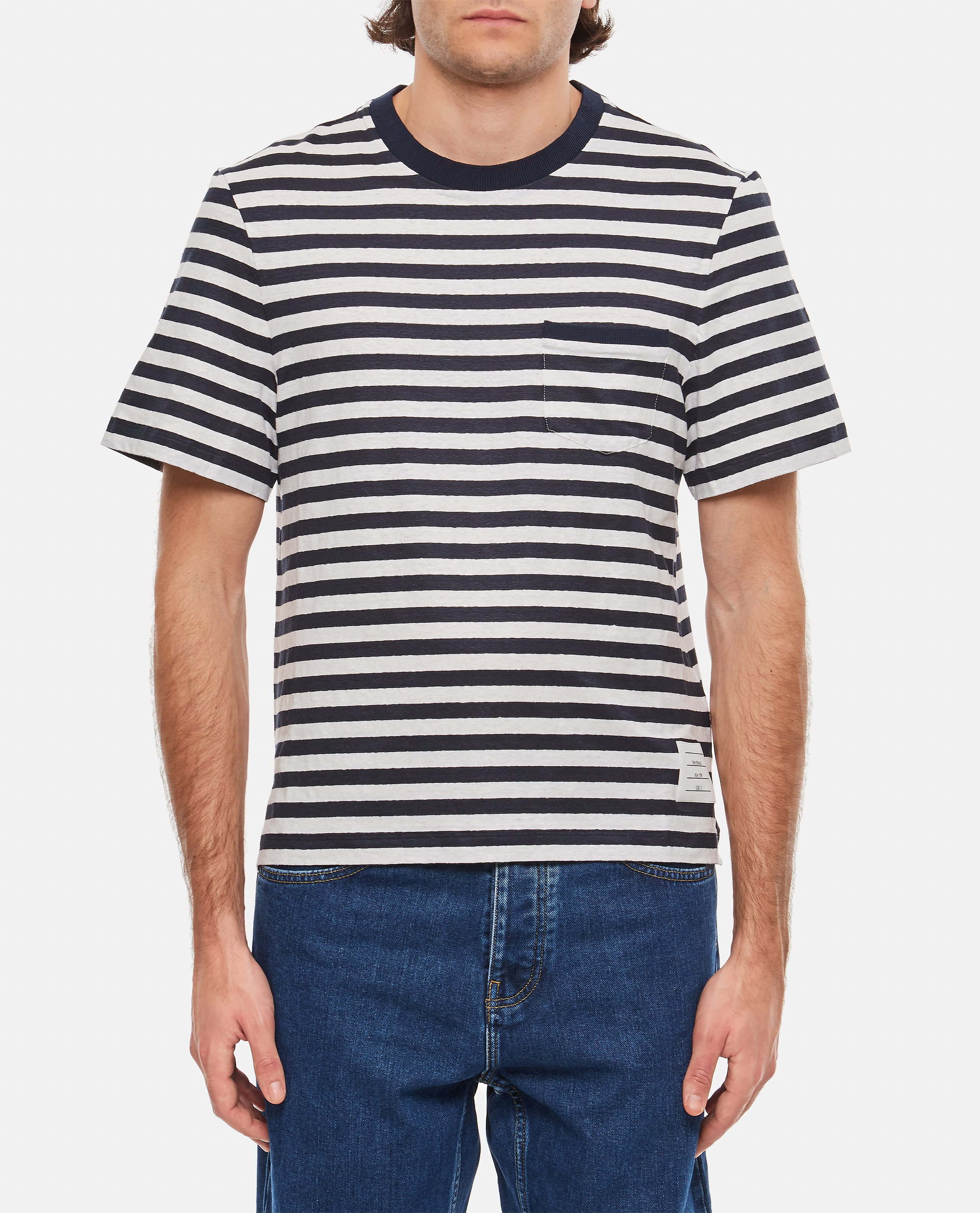 【送料&関税込】Thom Browne Linen Striped Pocket T-shirt Thom Browne Linen Striped Pocket T-shirt | italist