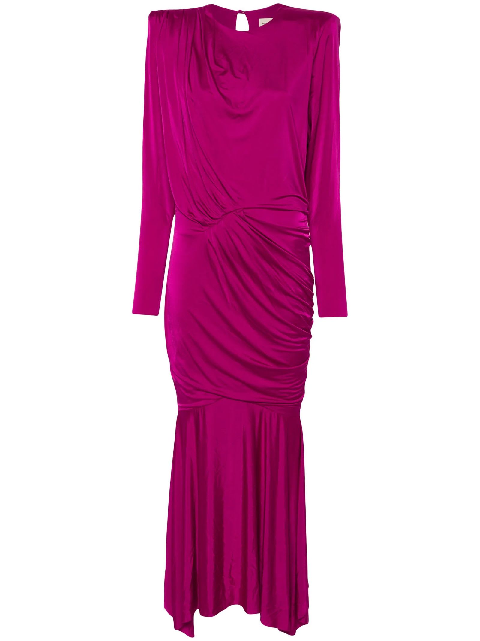 fuchsia pink stretch-design dress