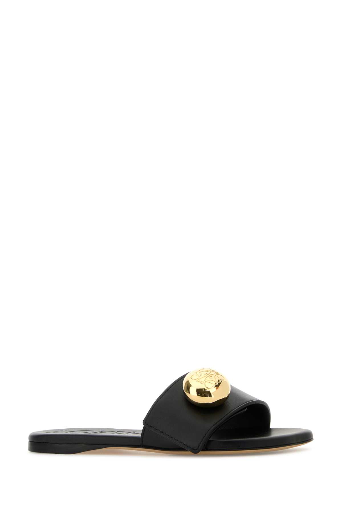 サンダル・ミュール LOEWE FW25 Black leather Pebble slippers (L815465XB0 BLACK) Loewe Pebble Calfskin Slippers (All New In,Shoes) IFCHIC.COM