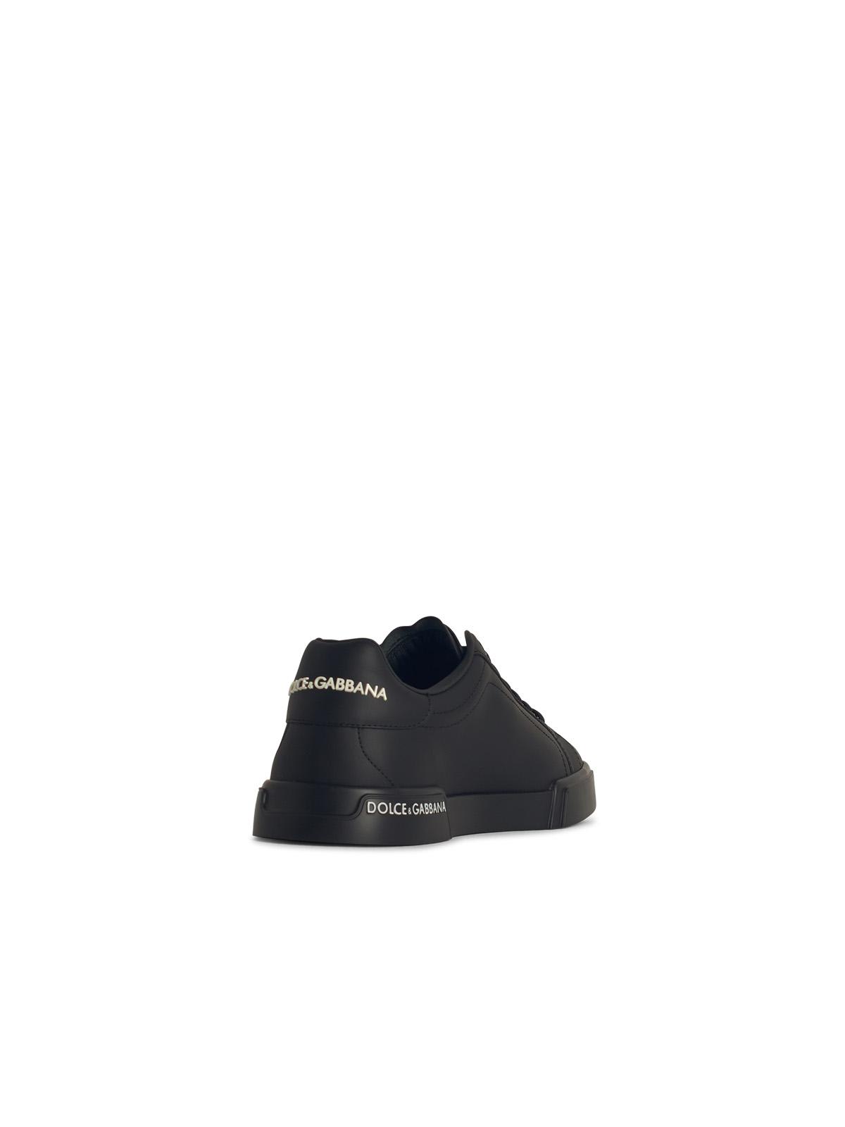 Dolce & Gabbana 'portofino' Black Low Top Sneakers With Logo