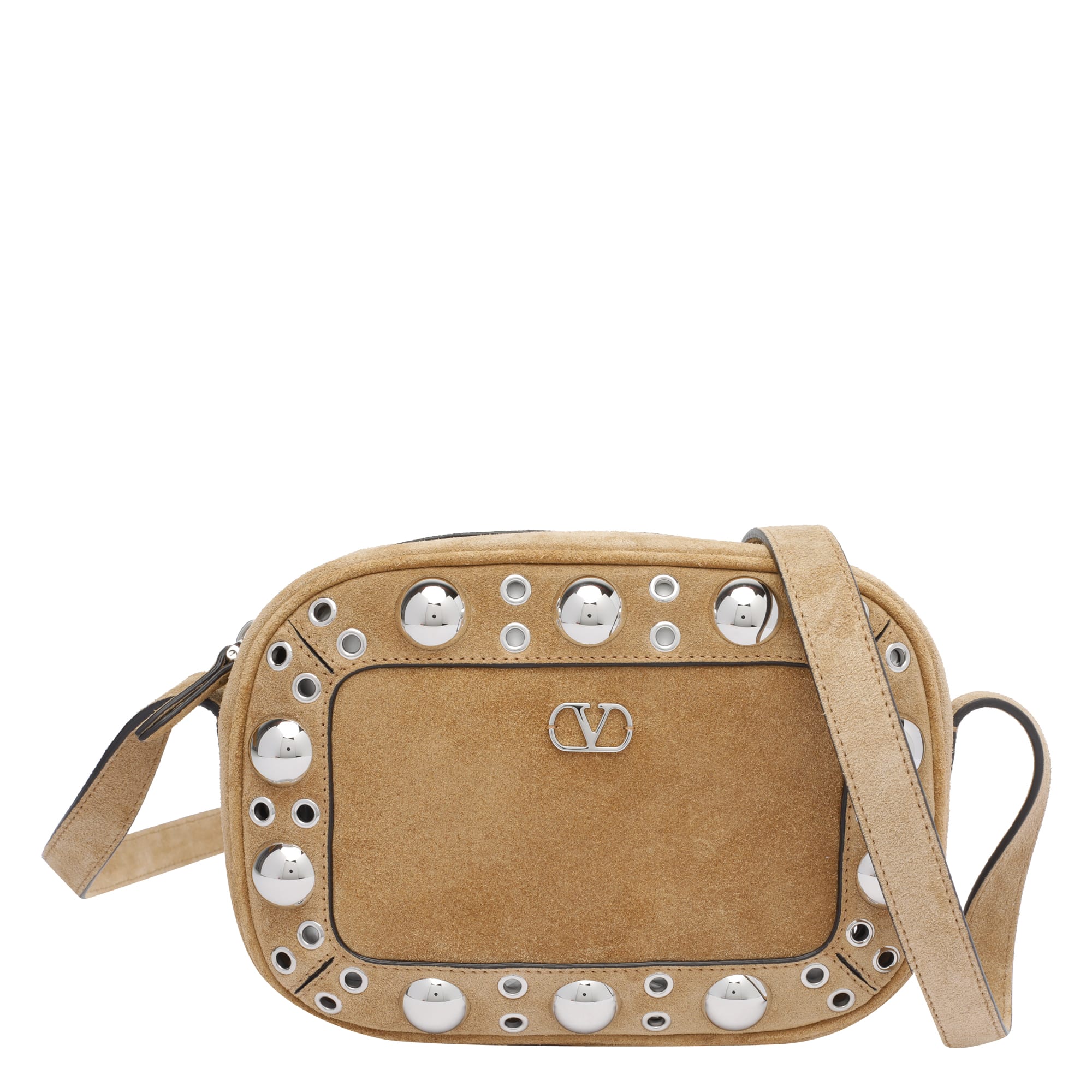 【関税&送料込】Valentino Garavani Beige Suede Nellcate Cros Valentino Garavani Suede Nellcote Crossbody Bag | italist