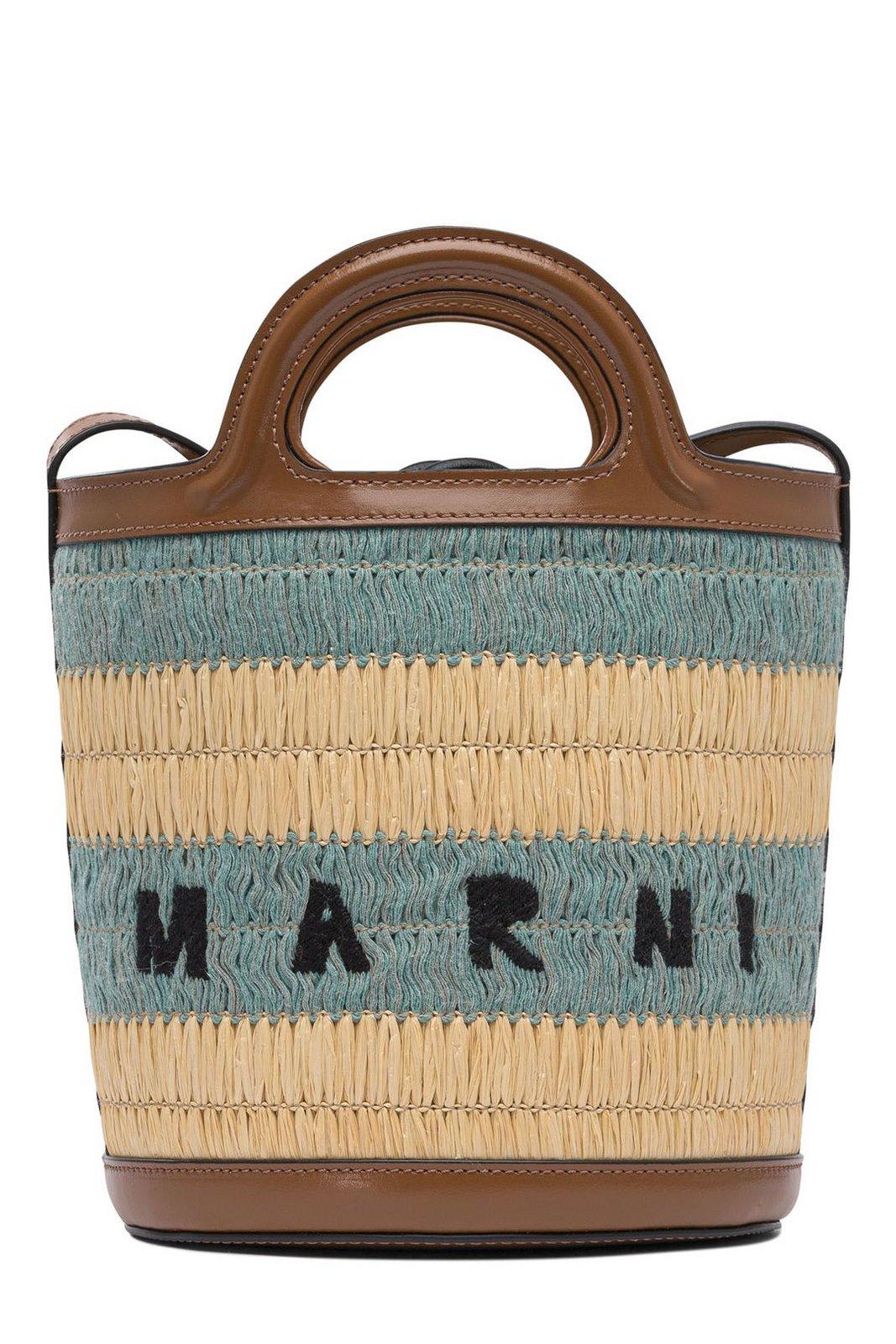 【送料&関税込】Marni Logo Detailed Striped Woven Bucket Bag Marni Logo Detailed Striped Woven Bucket Bag | italist