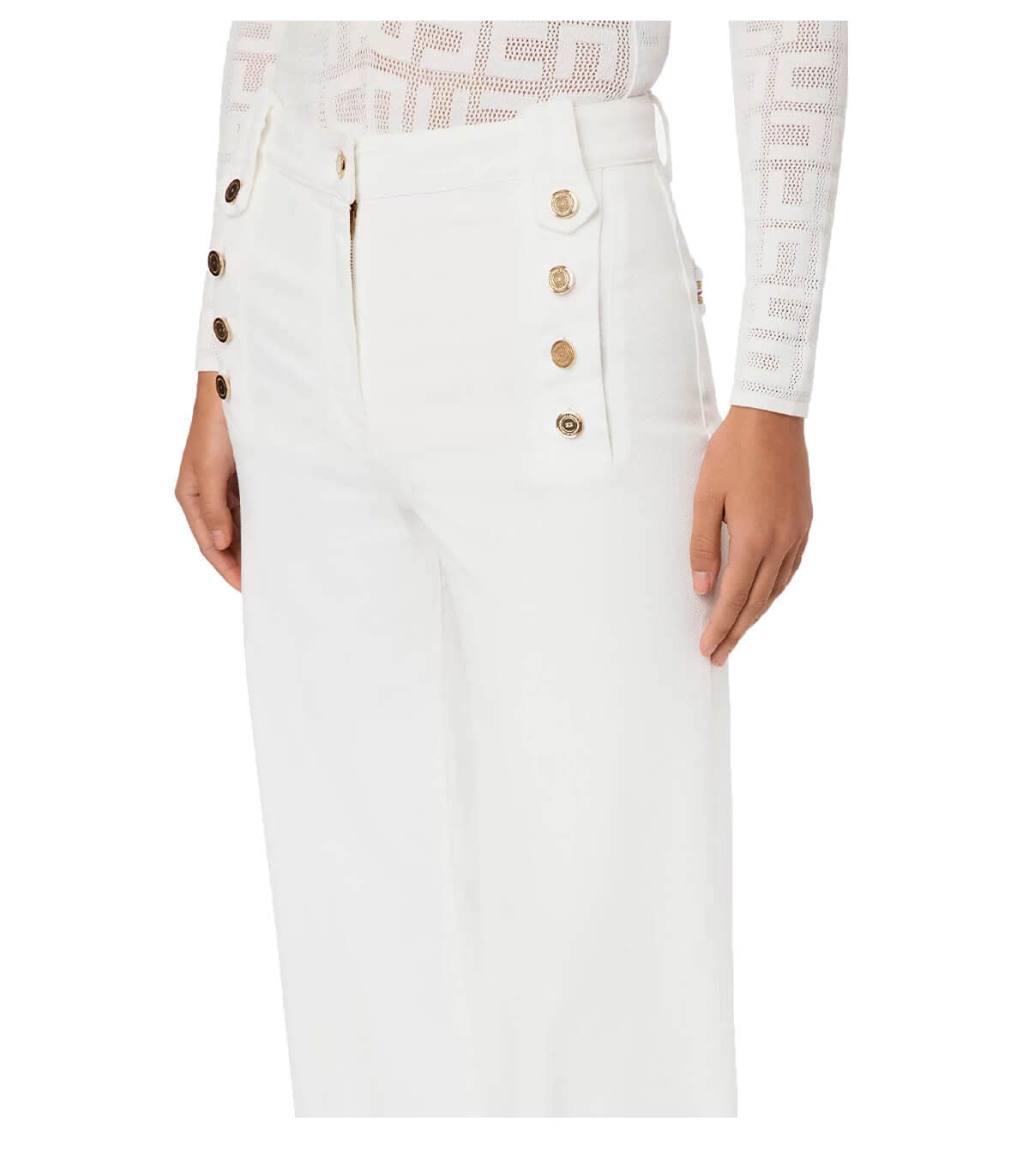 Elisabetta Franchi Ivory Wide Leg Jeans | italist