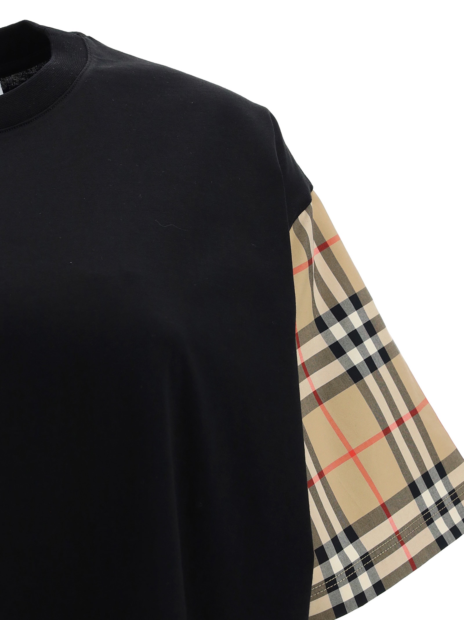 バーバリー Burberry Carrick Check T-shirt T-shirt Carrick with Check Sleeves - Burberry - Women | WE