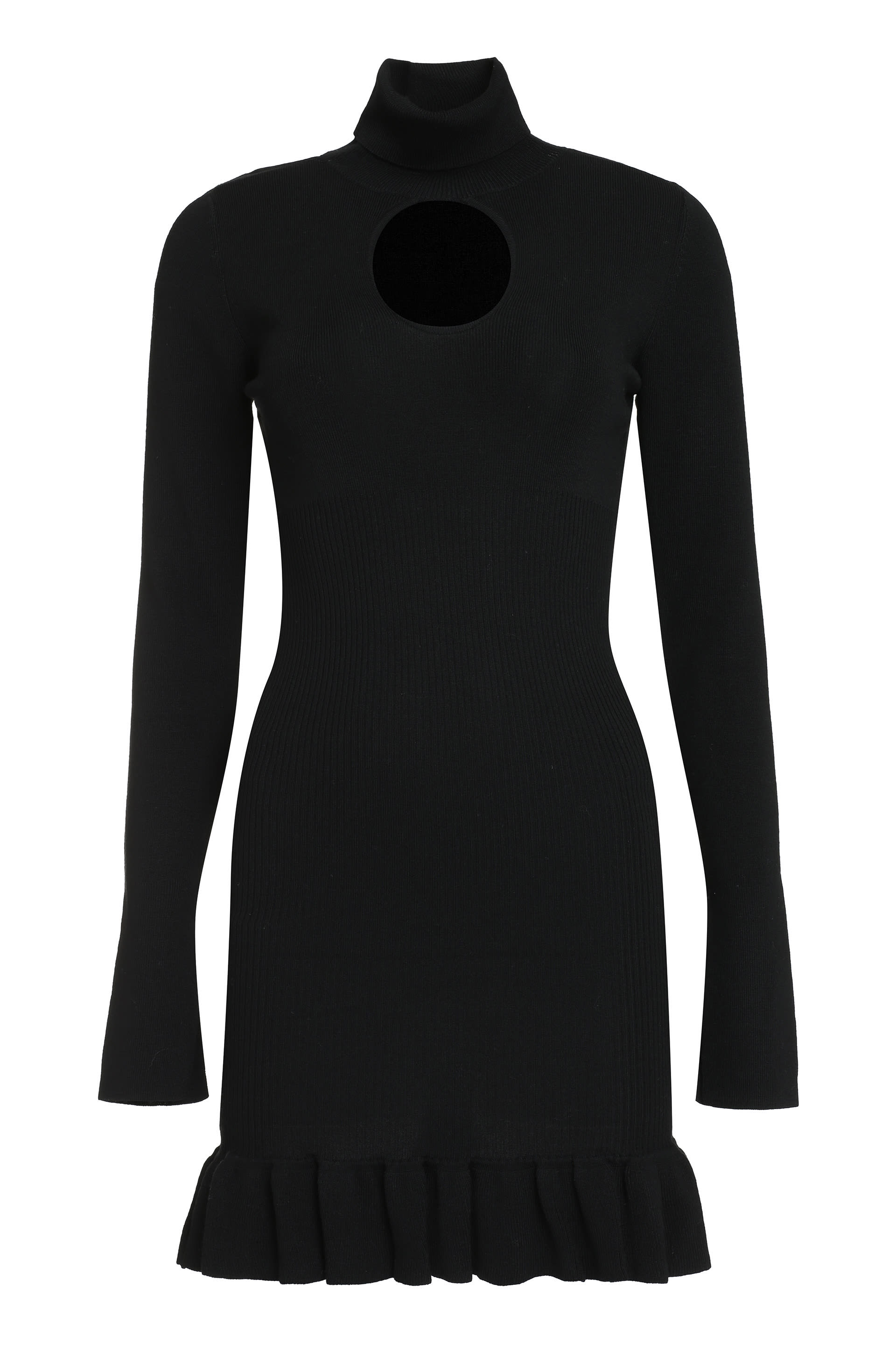 cut-out detail turtleneck knit dress