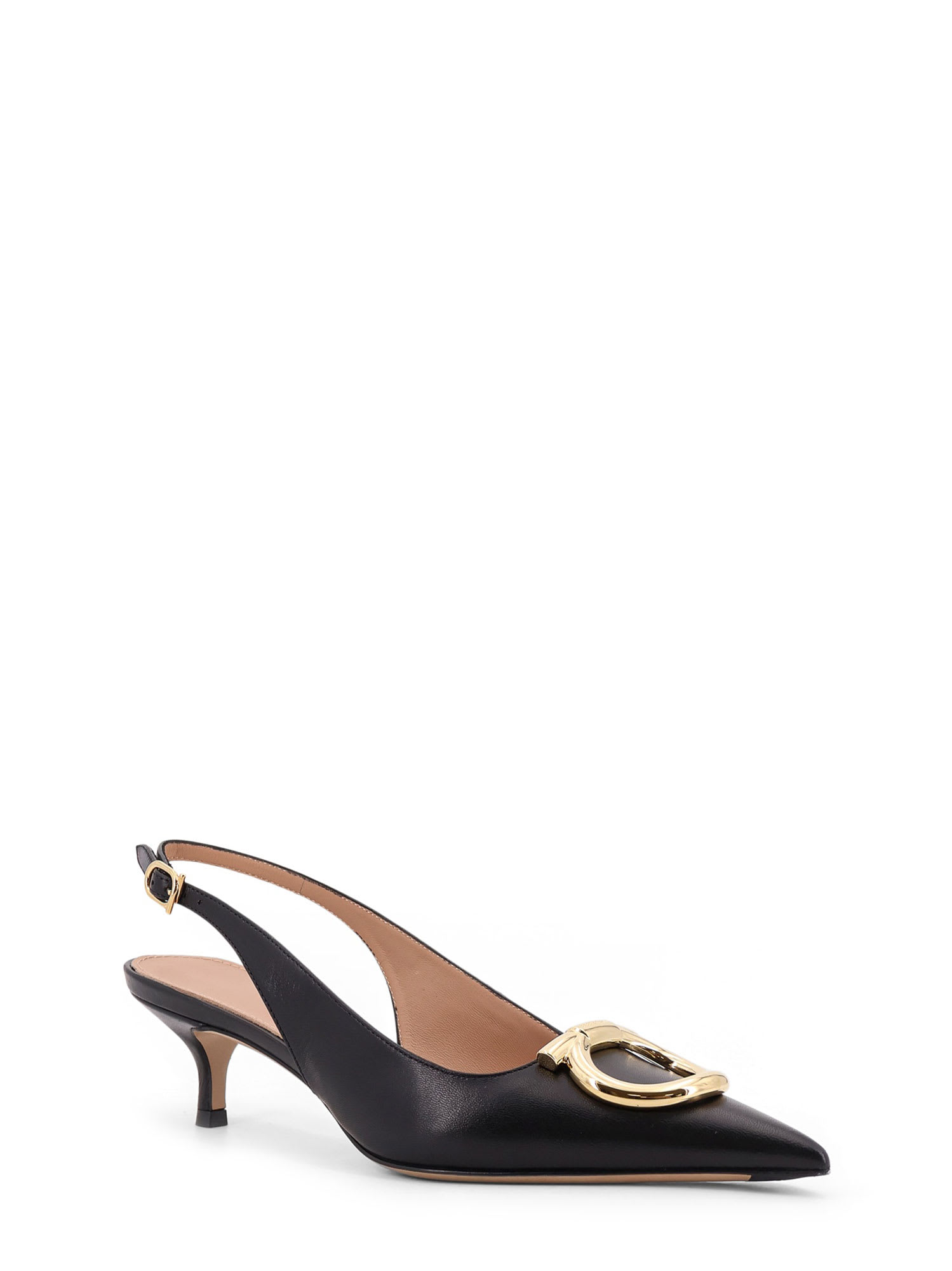 パンプス FERRAGAMO Sara leather decollete with Gancini detail Ferragamo Sara Leather Décolleté With Gancini Detail