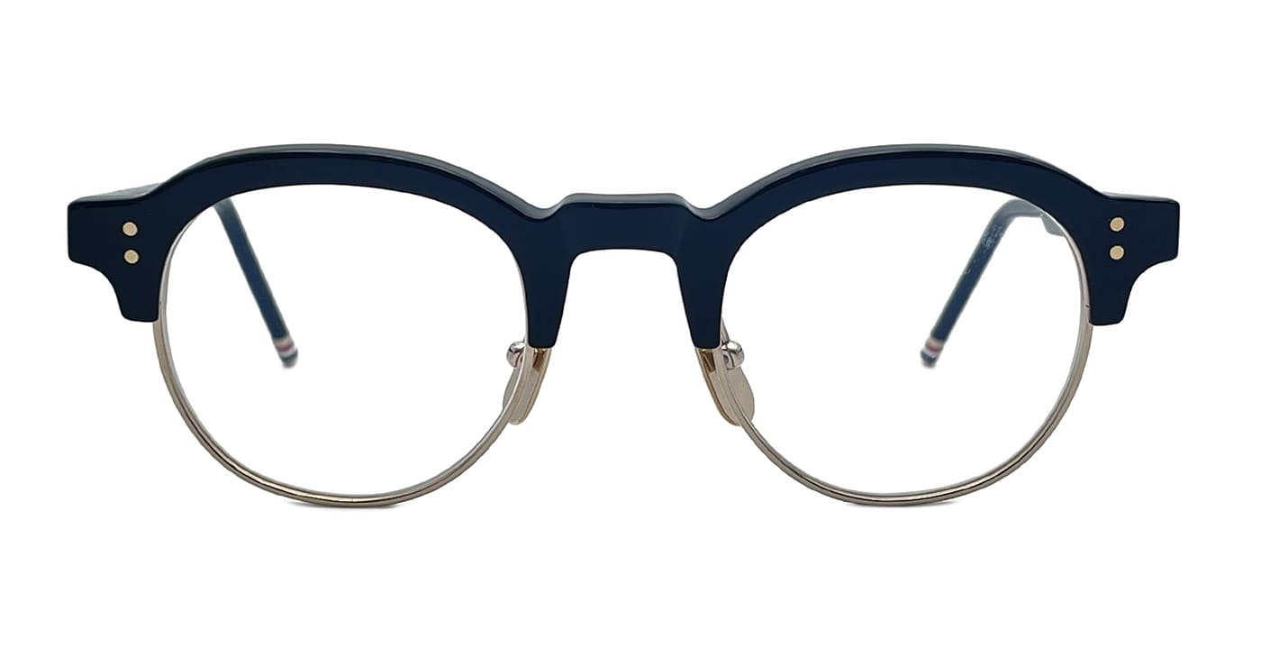 Thom Browne Oval - Shiny Navy / Gold Rx Glasses | italist