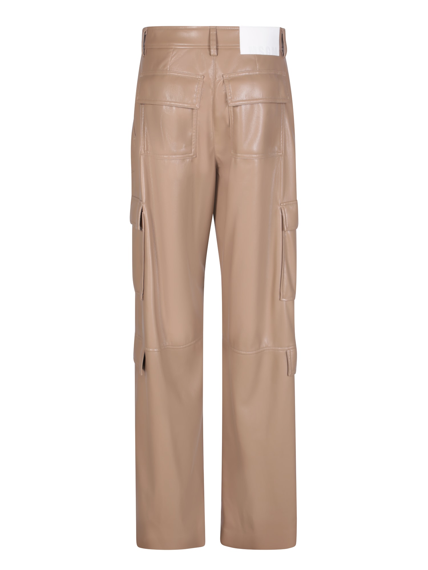 パンツ MSGM CARGO PANTS IN SOFT ECO LEATHER FABRIC MSGM Soft Eco Leather Beige Cargo Trousers | italist, ALWAYS