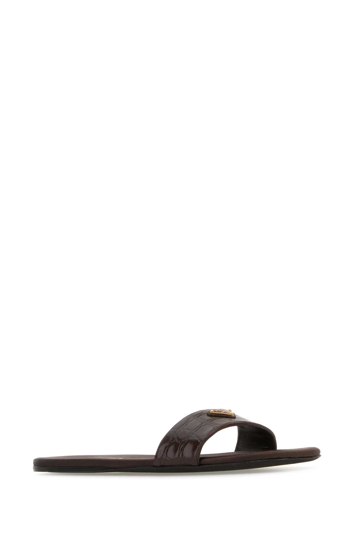 【関税&送料込】Prada Chocolate Leather Slippers Prada Chocolate Leather Slippers | italist