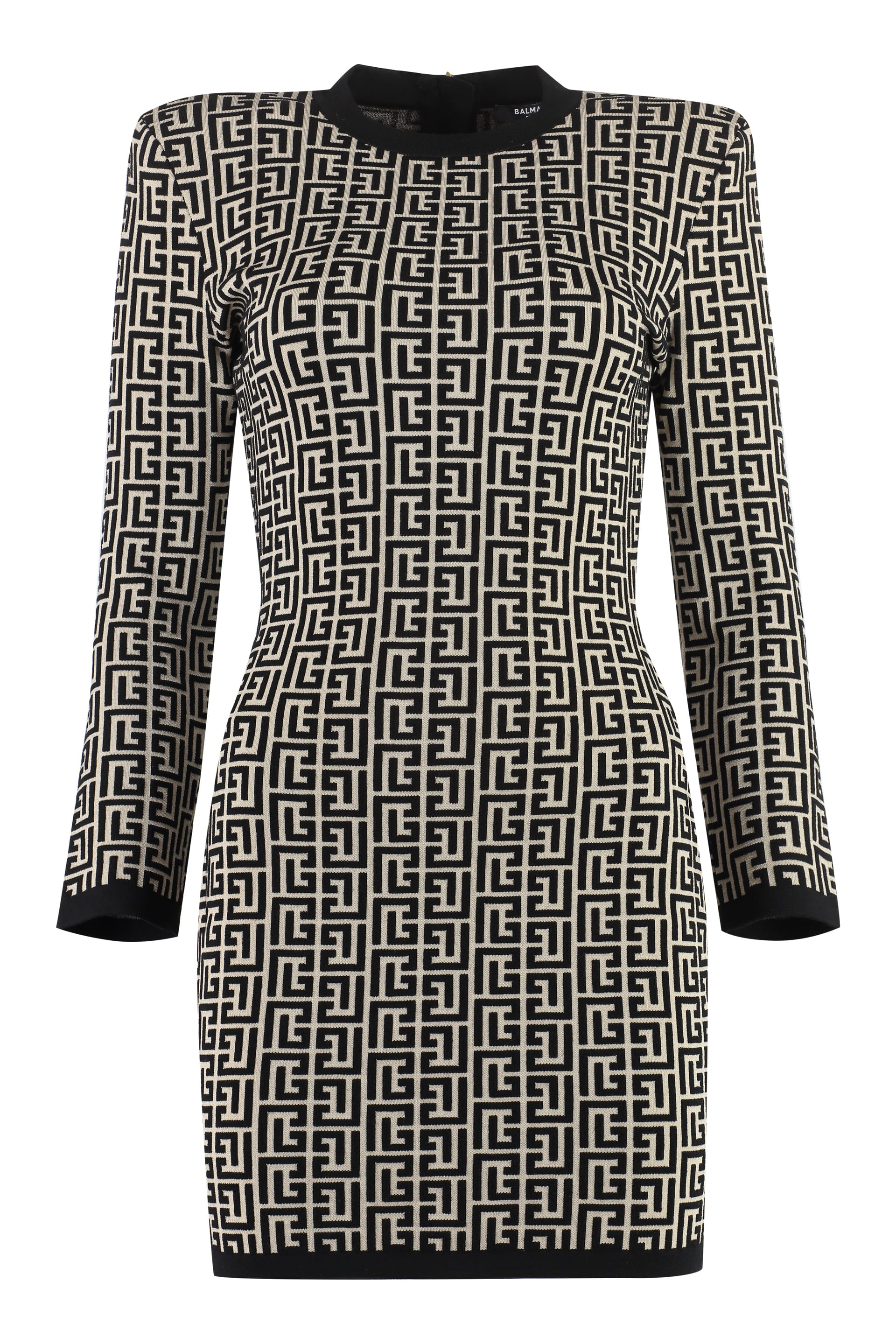 geometric jacquard wool dress