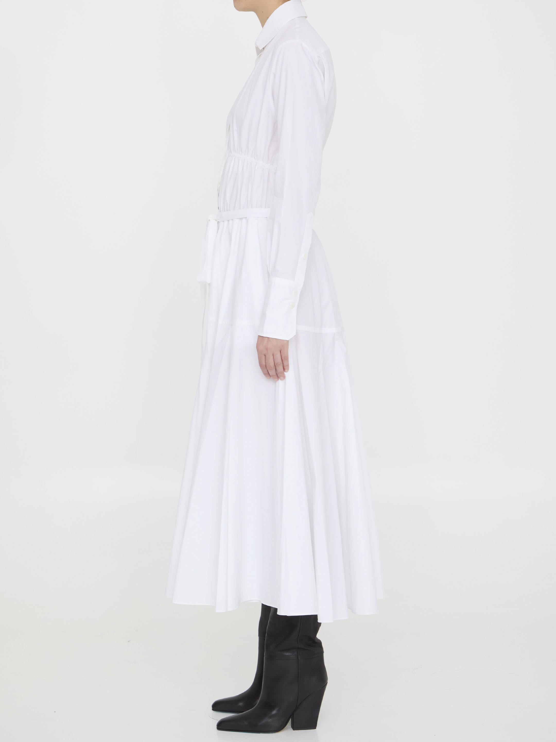 25SS new/PATOU フリルコットンシャツドレス ShirtDress White Patou Shirt Dress In Cotton | italist