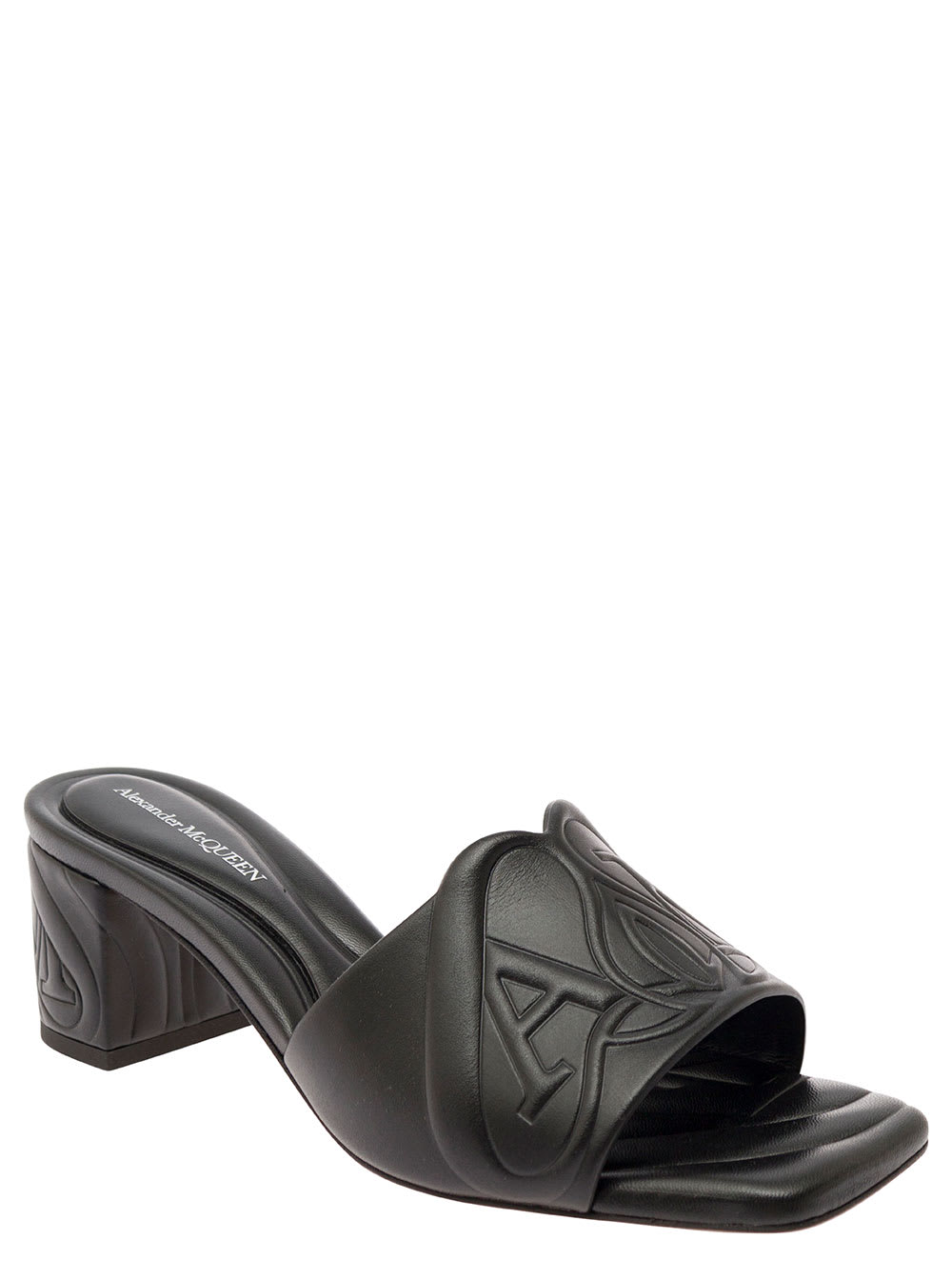 サンダル・ミュール ALEXANDER MCQUEEN BLACK LEATHER MULES Alexander McQueen Punk point-toe Flat Mules | Black | FARFETCH