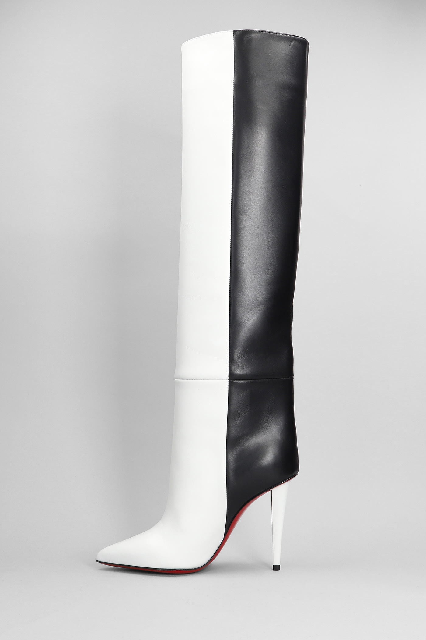 Christian Louboutin for Women FW23 Collection  Boots, Tall heeled boots,  Black leather boots