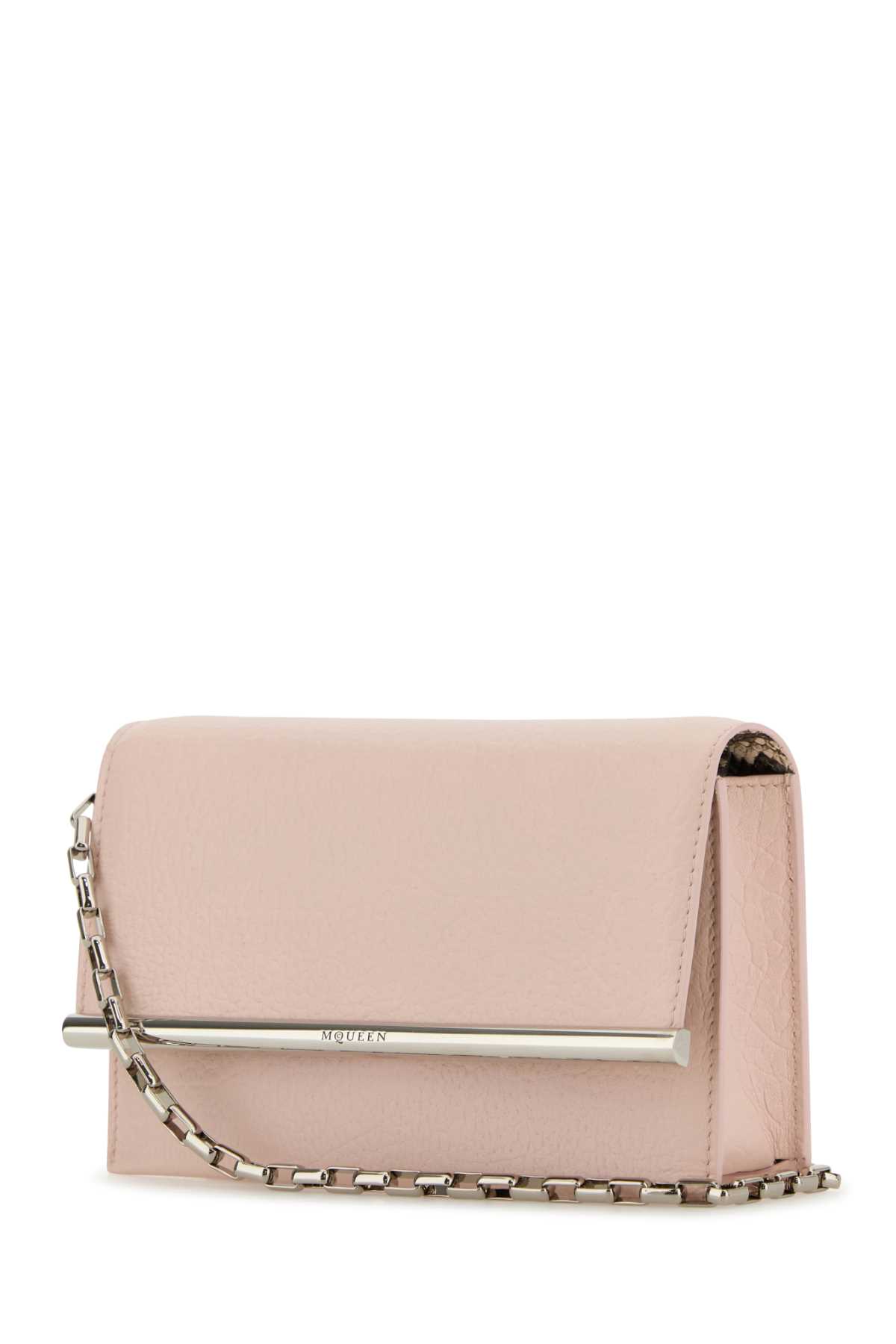 クラッチバッグ ALEXANDER MCQUEEN PINK LEATHER MINI CROSS-BAR CLUTCH Alexander McQueen Pink Leather Mini Cross-bar Clutch