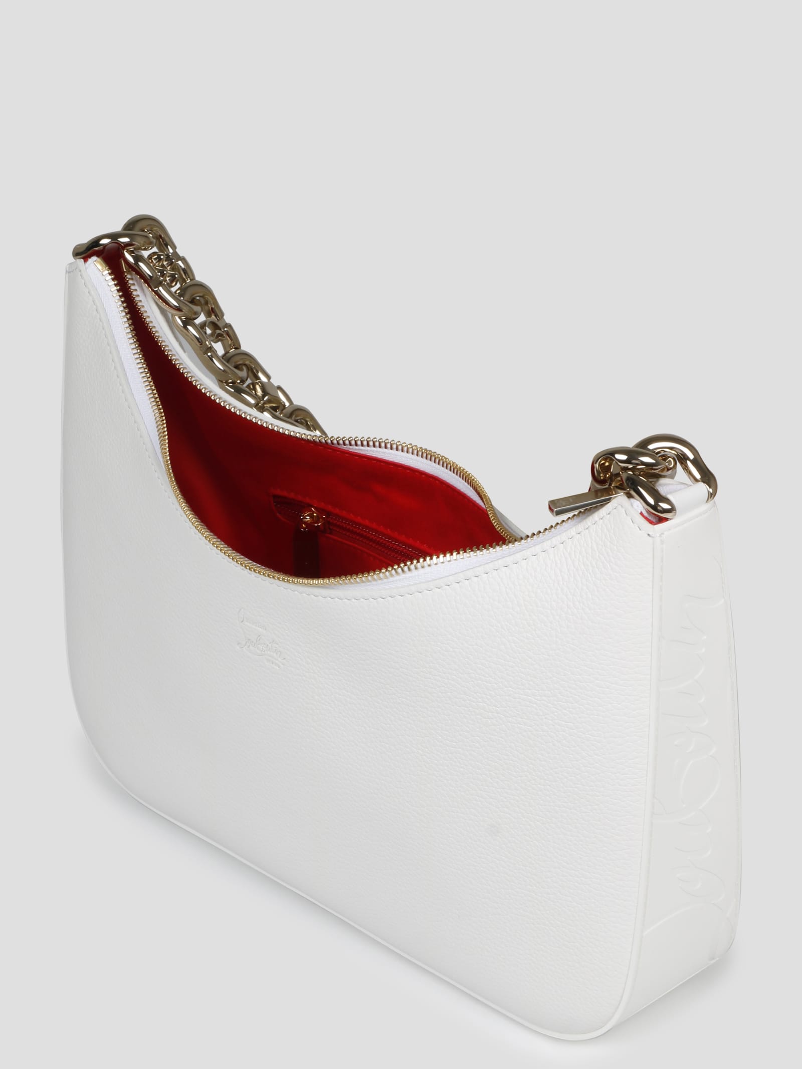 Luxury handbag - Frangibus Christian Louboutin small tote bag in white  fabric and colored inserts