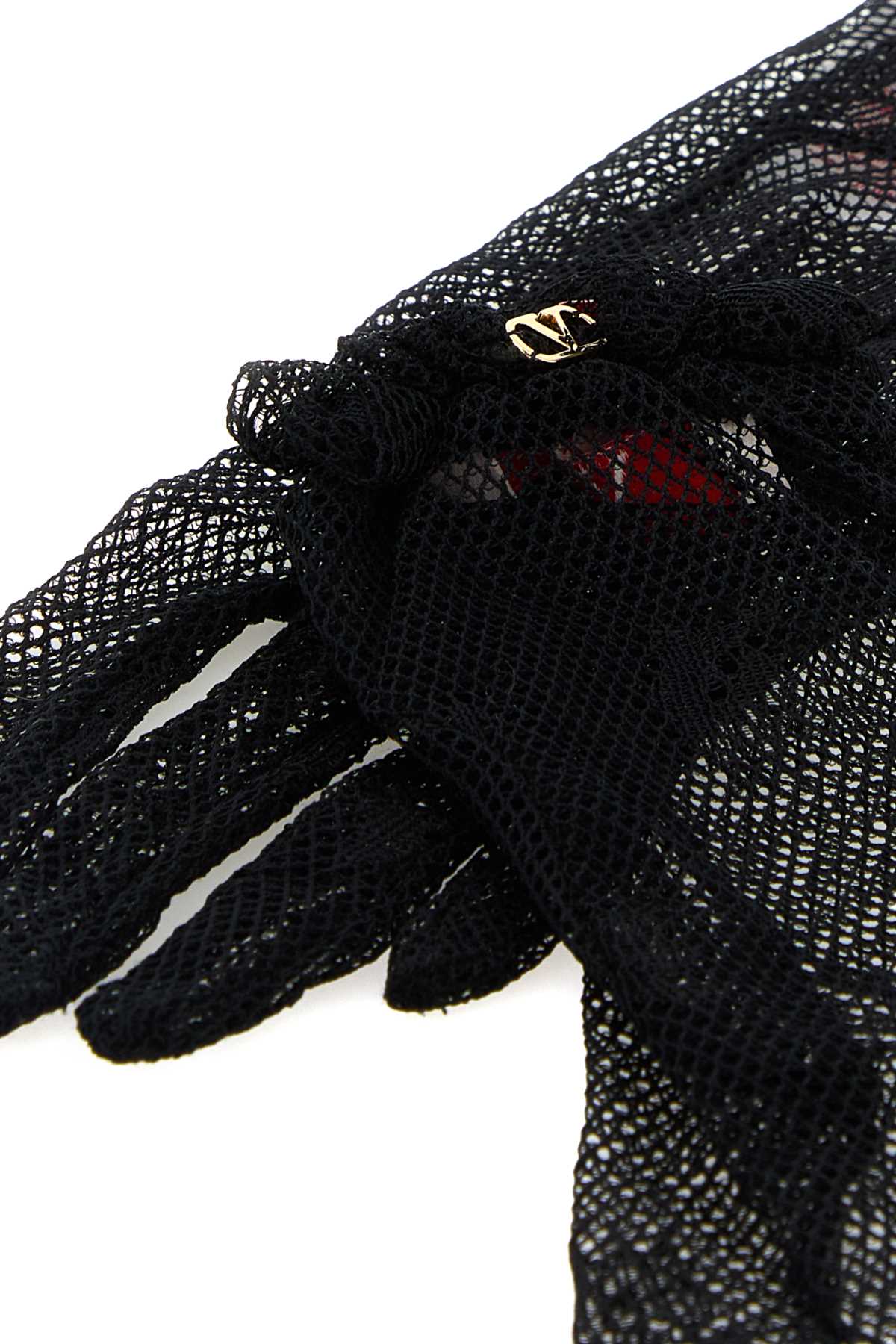 手袋 VALENTINO SS25 Black mesh gloves (6W0GD00HPNN N06) Valentino Garavani Black Mesh Gloves | italist