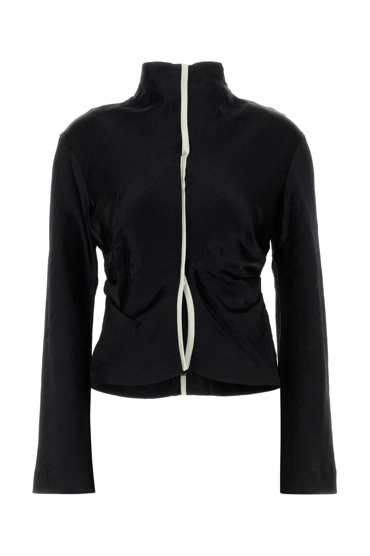 Tシャツ・カットソー nanushka Black satin Domini blouse Nanushka Black Satin Domini Blouse | italist